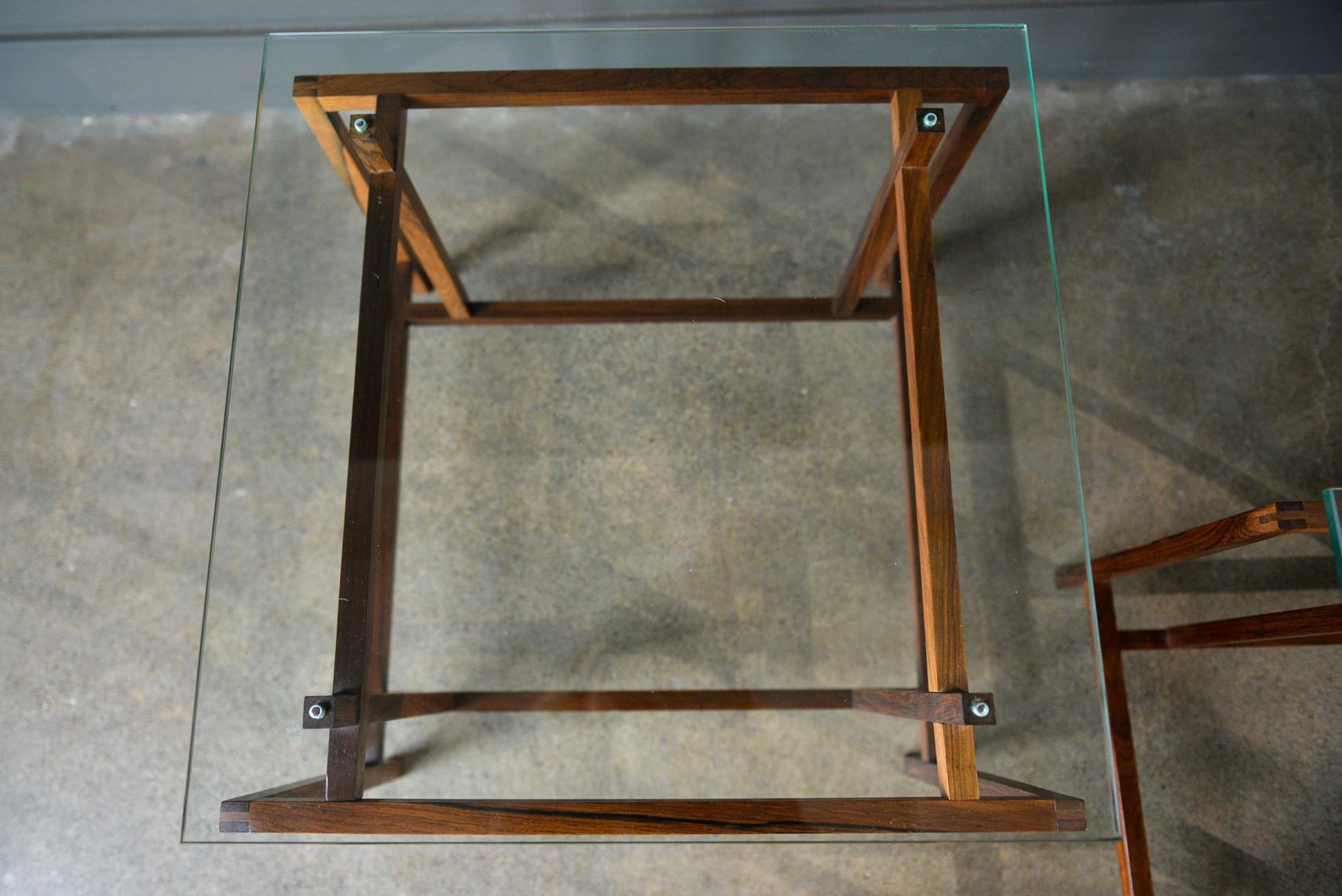 Pair of Rosewood and Glass Side Tables by Henning Norgaard, circa 1965 1