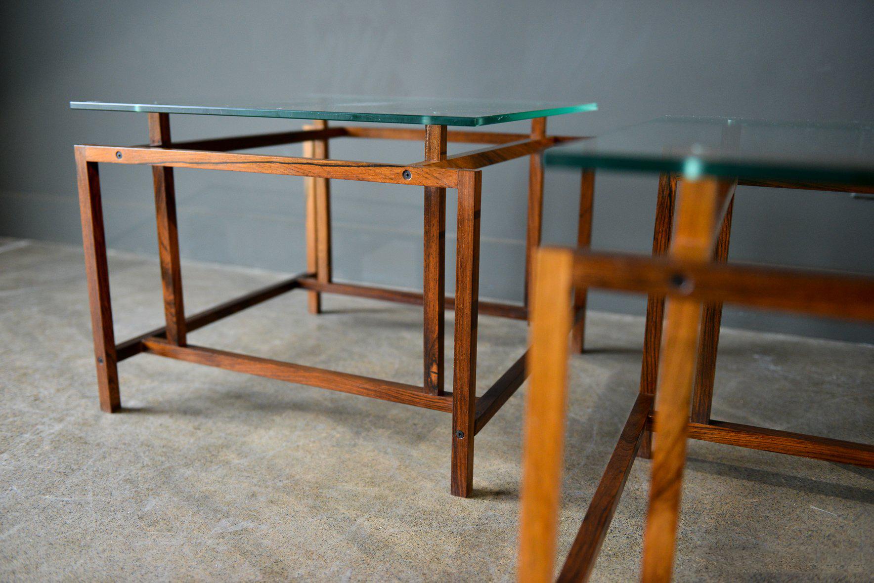 Pair of Rosewood and Glass Side Tables by Henning Norgaard, circa 1965 3