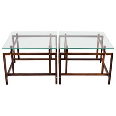 Pair of Rosewood and Glass Side Tables by Henning Nørgaard for Komfort, Denmark