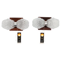Pair of Rosewood and Glass Wall Sconces From Temde, Circa 1970's