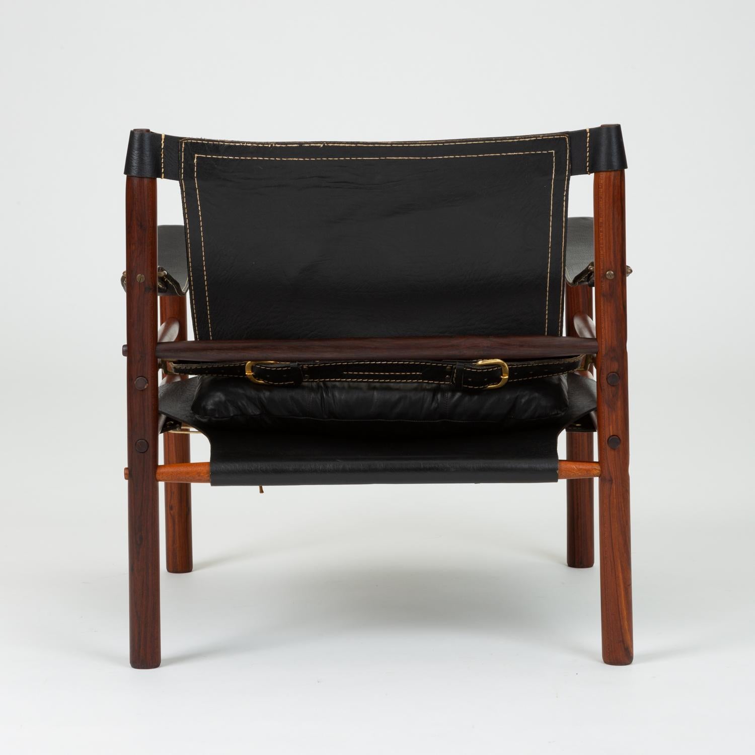 Pair of Rosewood and Leather Safari Chairs by Arne Norell 3