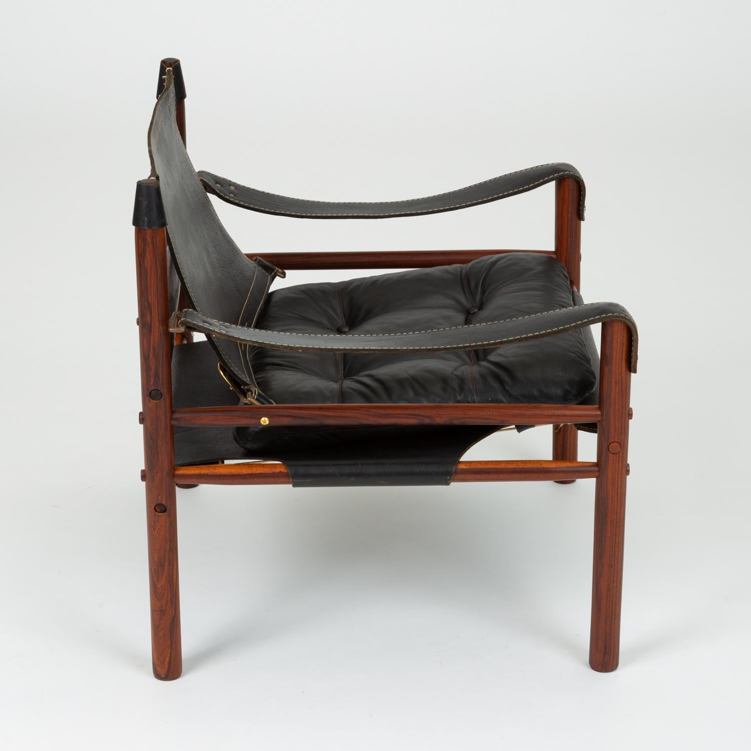 Pair of Rosewood and Leather Safari Chairs by Arne Norell 5