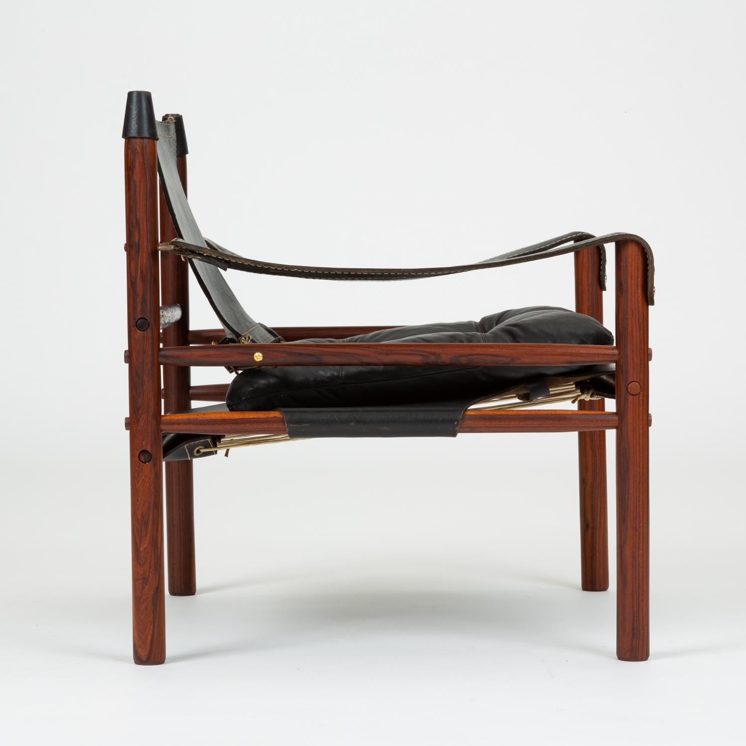 Pair of Rosewood and Leather Safari Chairs by Arne Norell 6