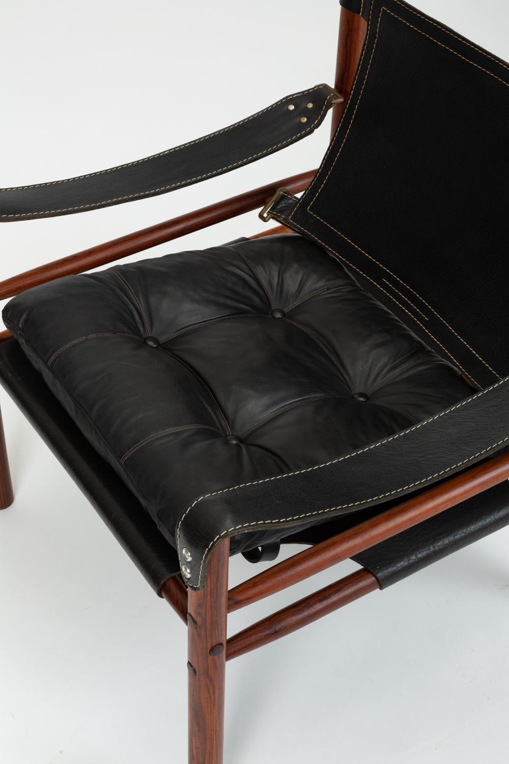 Pair of Rosewood and Leather Safari Chairs by Arne Norell 8