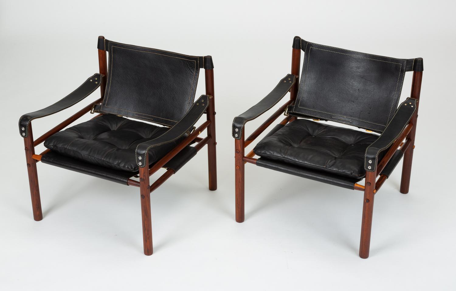 Pair of Rosewood and Leather Safari Chairs by Arne Norell 10