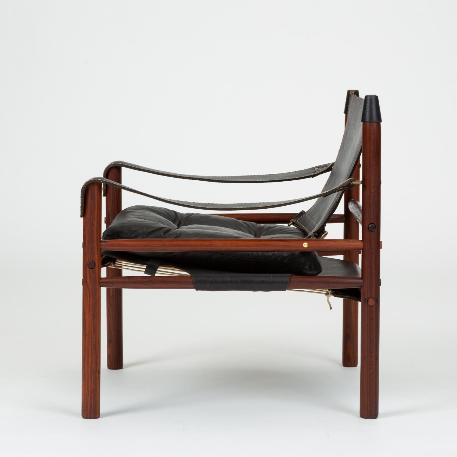 Pair of Rosewood and Leather Safari Chairs by Arne Norell 1