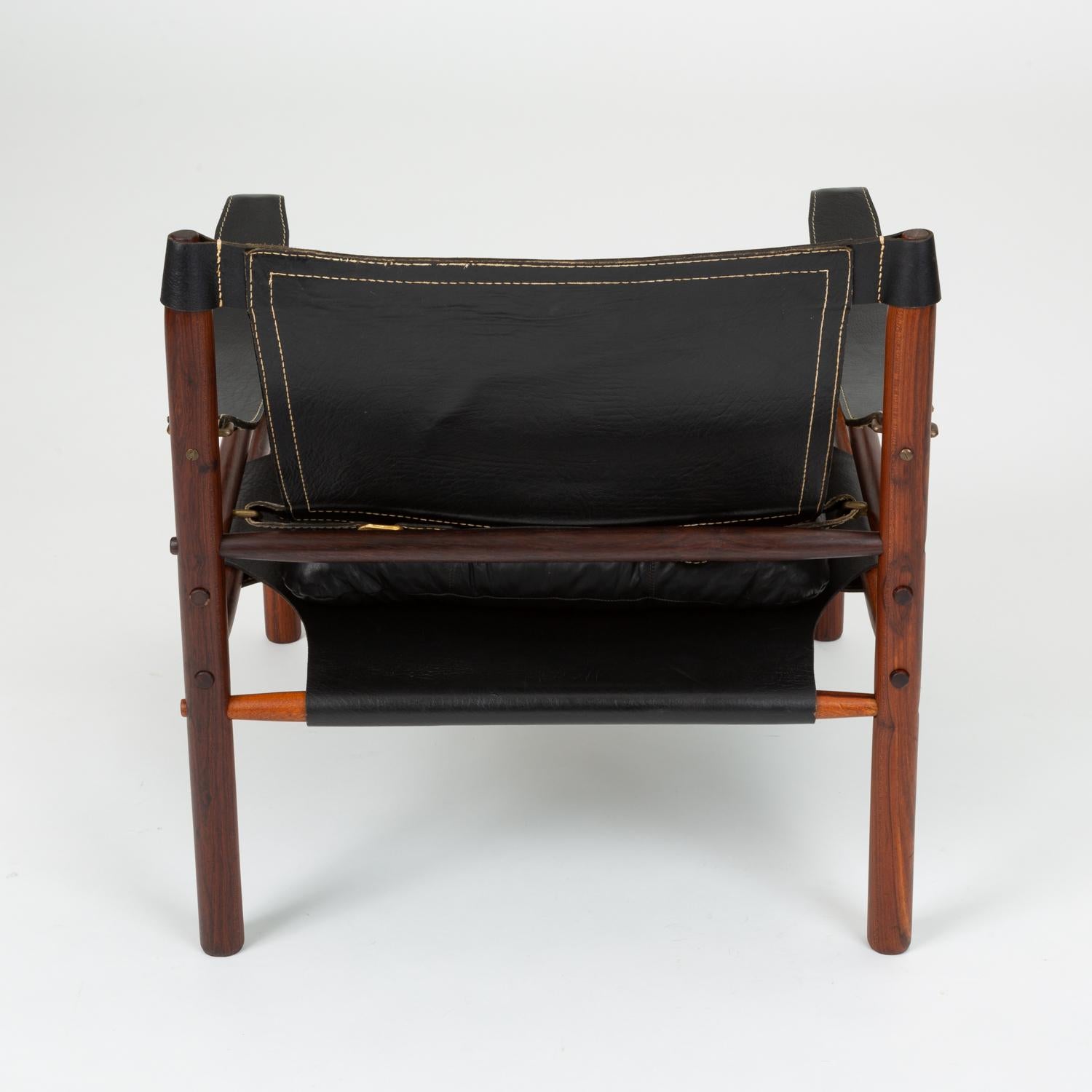 Pair of Rosewood and Leather Safari Chairs by Arne Norell 2