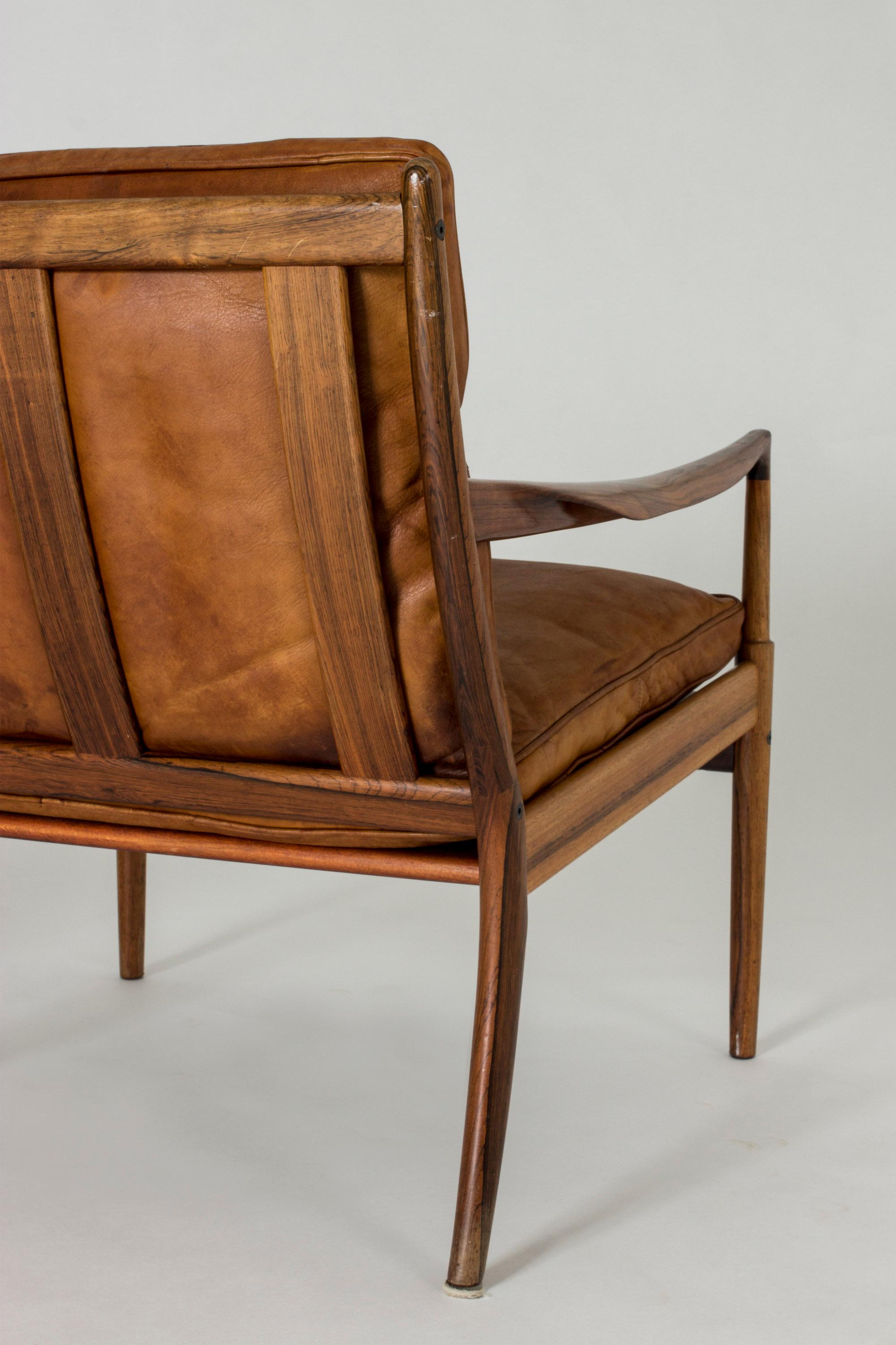 Pair of Rosewood and Leather “Samsö” Lounge Chairs by Ib Kofod Larsen 5