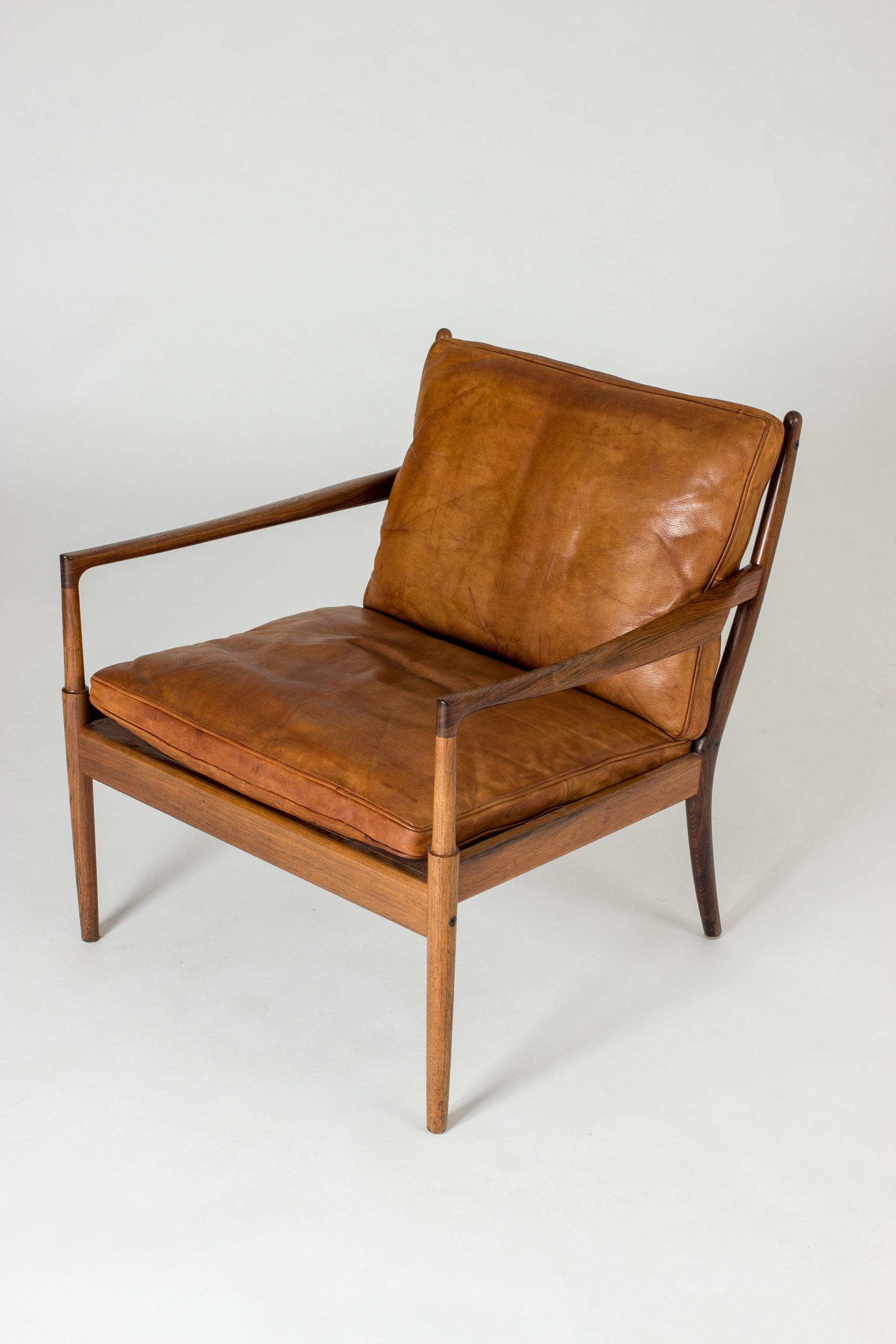Pair of Rosewood and Leather “Samsö” Lounge Chairs by Ib Kofod Larsen 7