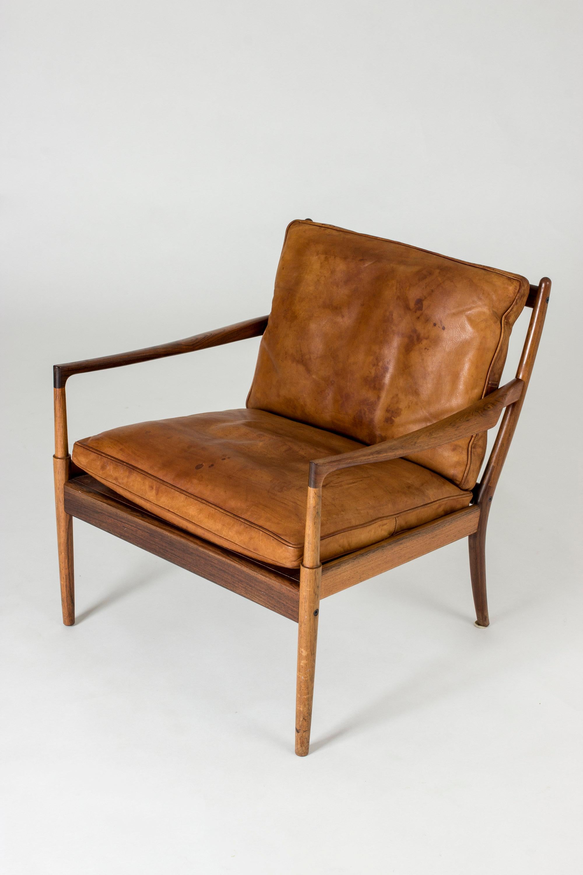 Pair of Rosewood and Leather “Samsö” Lounge Chairs by Ib Kofod Larsen 8