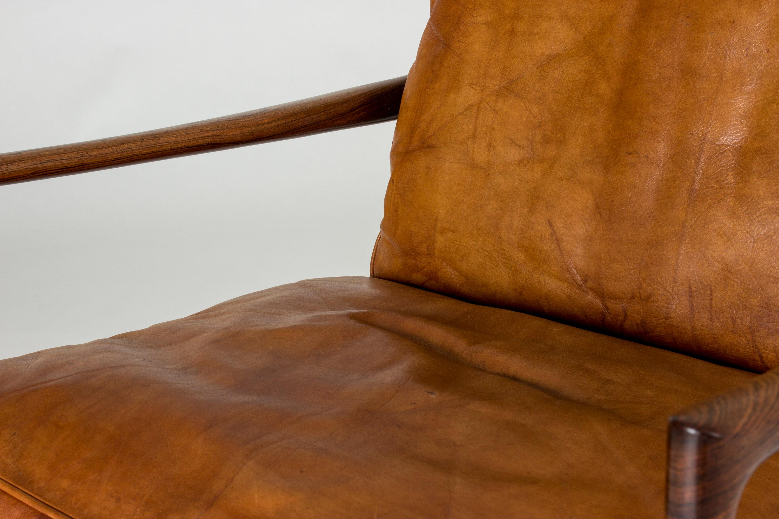 Pair of Rosewood and Leather “Samsö” Lounge Chairs by Ib Kofod Larsen 9