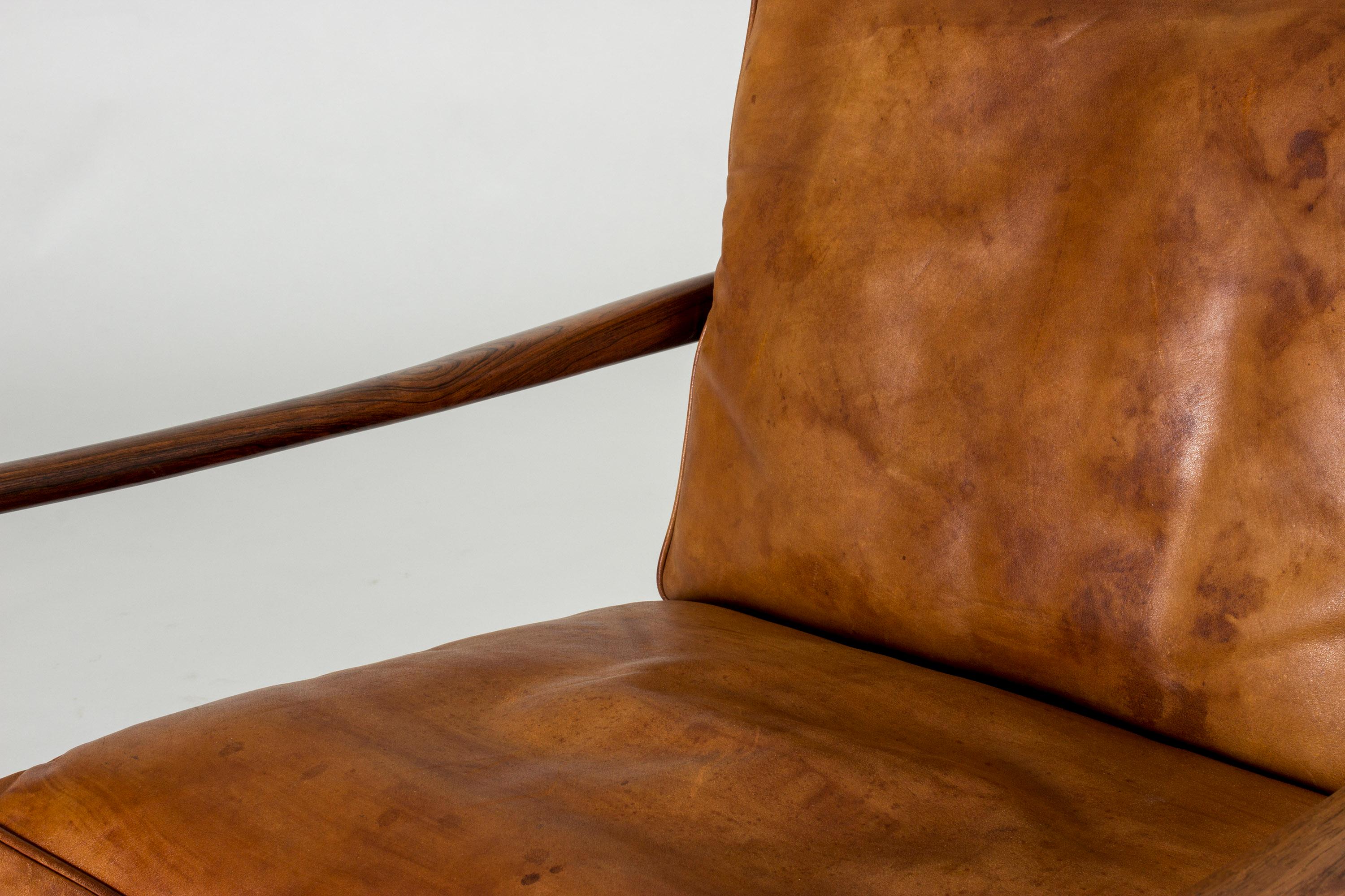Pair of Rosewood and Leather “Samsö” Lounge Chairs by Ib Kofod Larsen 10
