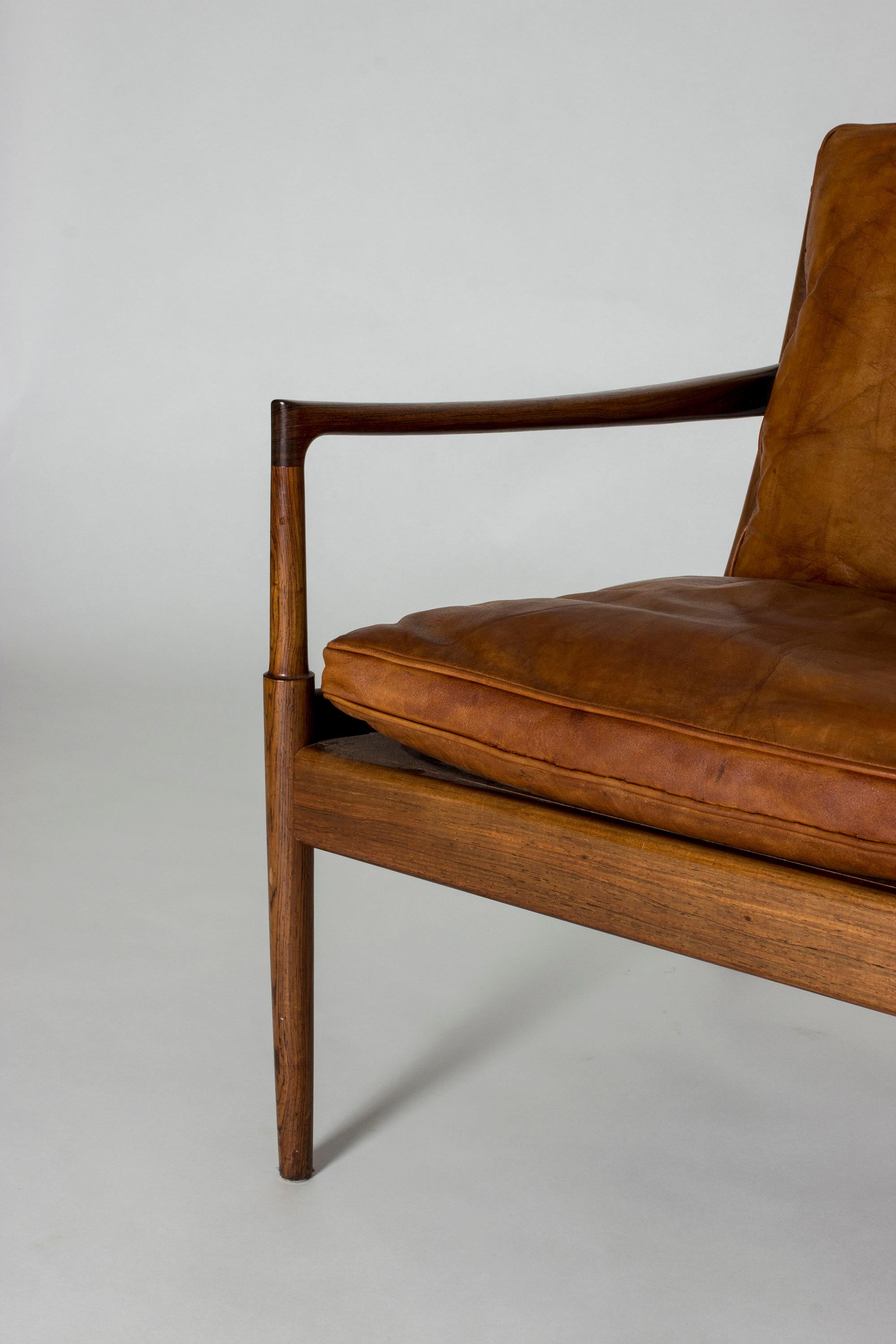Pair of Rosewood and Leather “Samsö” Lounge Chairs by Ib Kofod Larsen 3