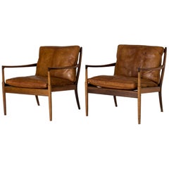 Pair of Rosewood and Leather “Samsö” Lounge Chairs by Ib Kofod Larsen