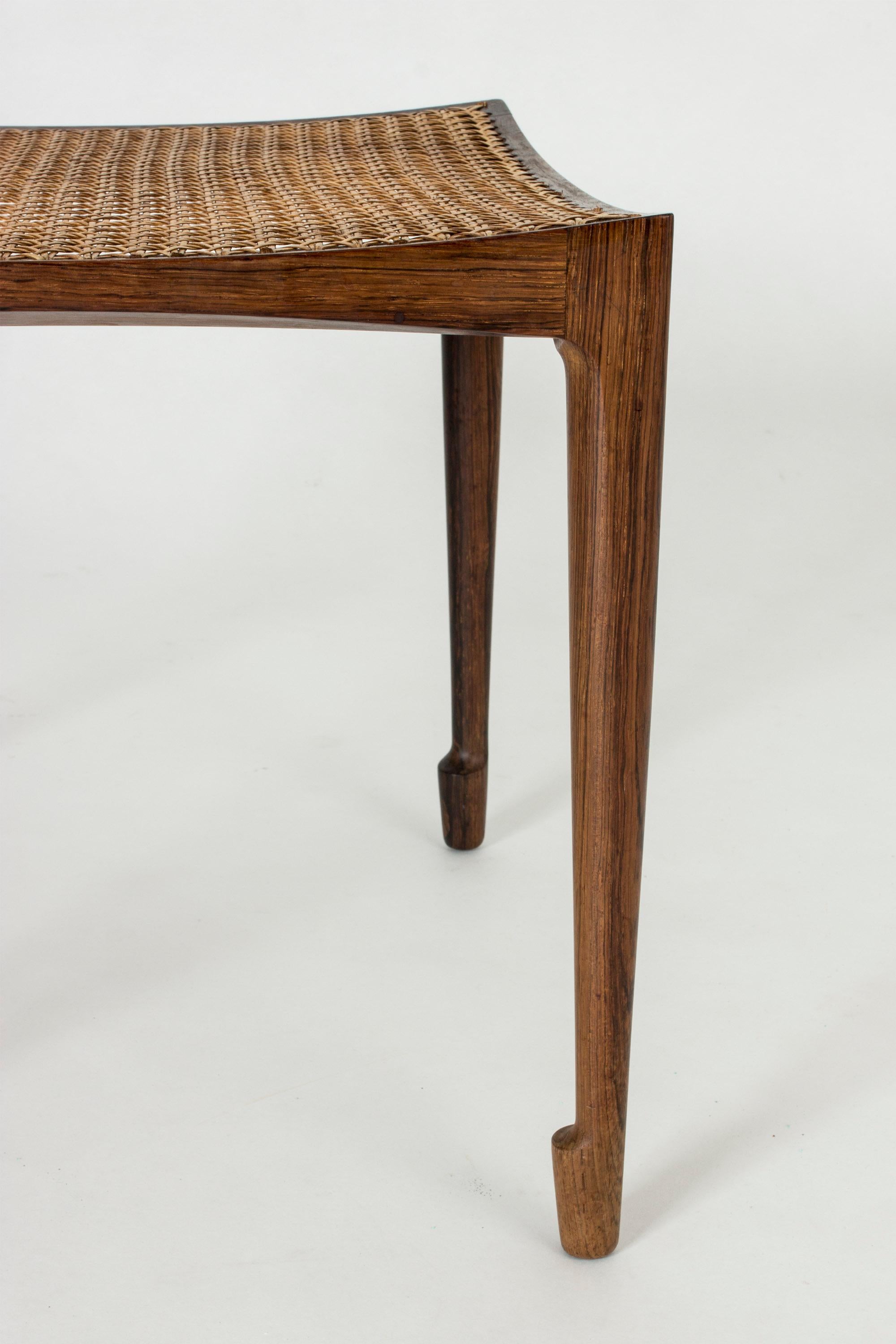 Pair of Rosewood and Rattan Stools by Bernt Petersen for Wørts Møbelsnedkeri In Good Condition In Stockholm, SE