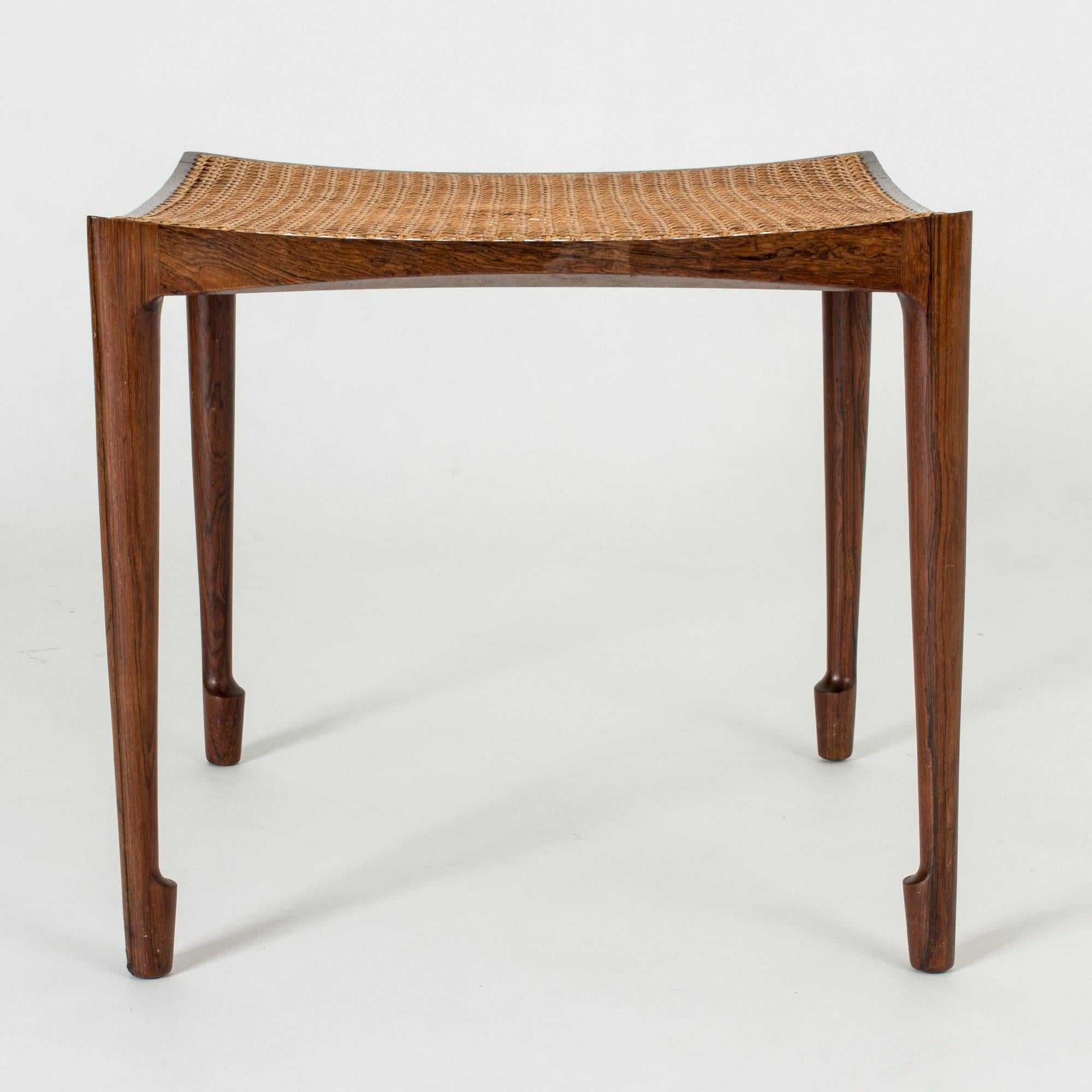 Mid-20th Century Pair of Rosewood and Rattan Stools by Bernt Petersen for Wørts Møbelsnedkeri