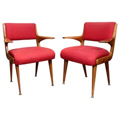 Pair of Rosewood Armchairs Attributed to Carlo Di Carli