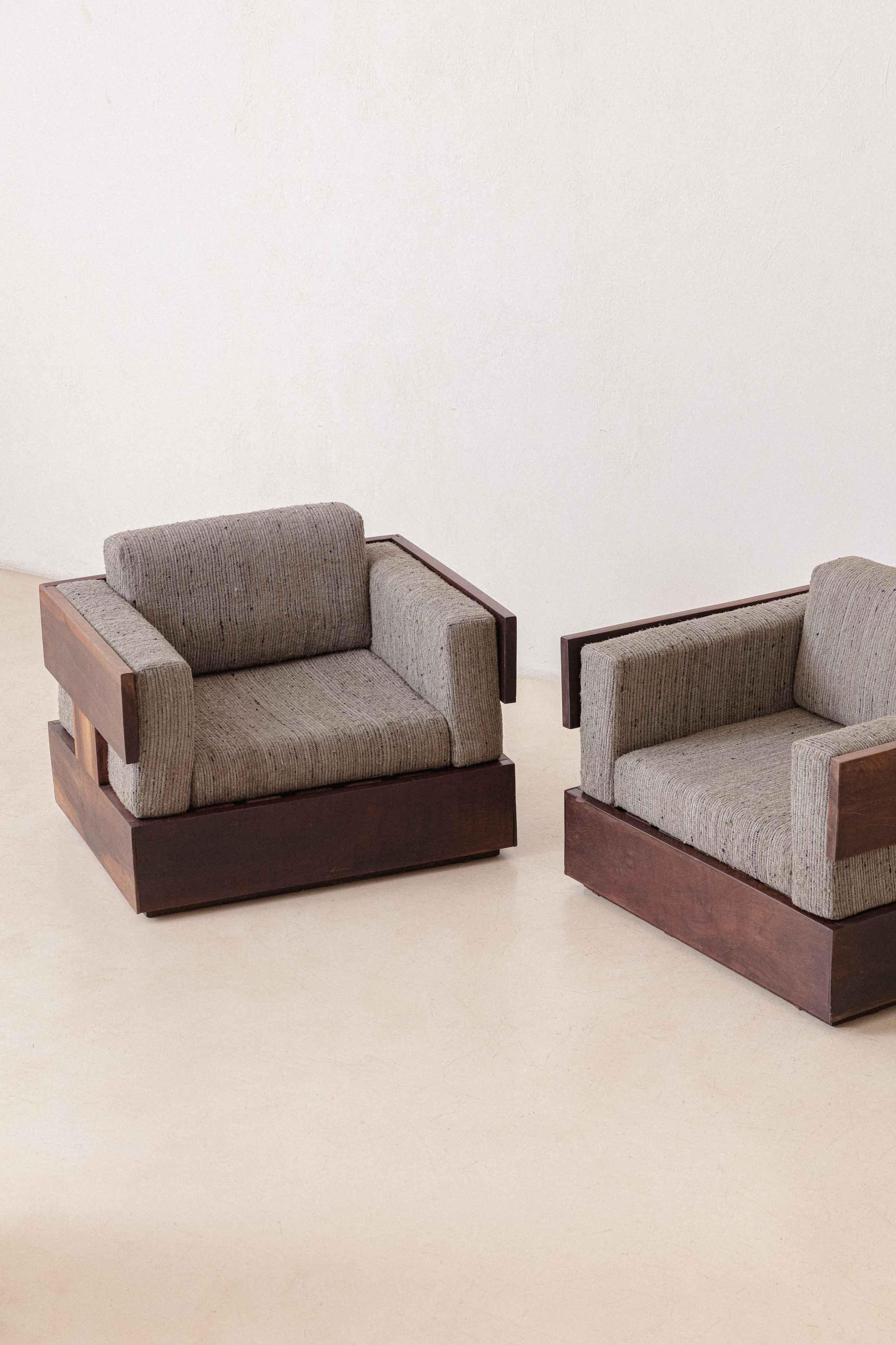 Pair of Rosewood Armchairs by Celina Decorações, Brazilian Midcentury, 1960s For Sale 1
