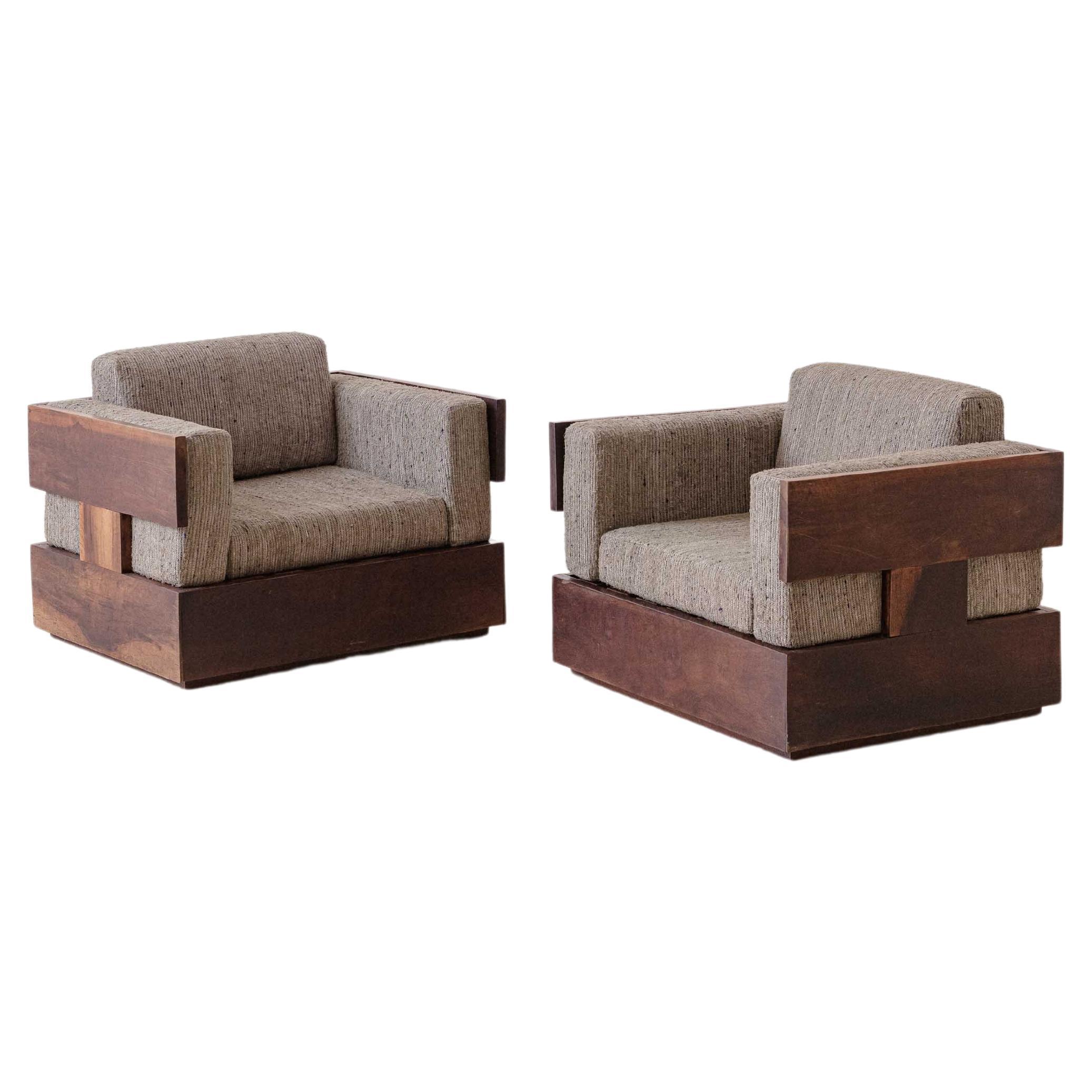 Pair of Rosewood Armchairs by Celina Decorações, Brazilian Midcentury, 1960s For Sale
