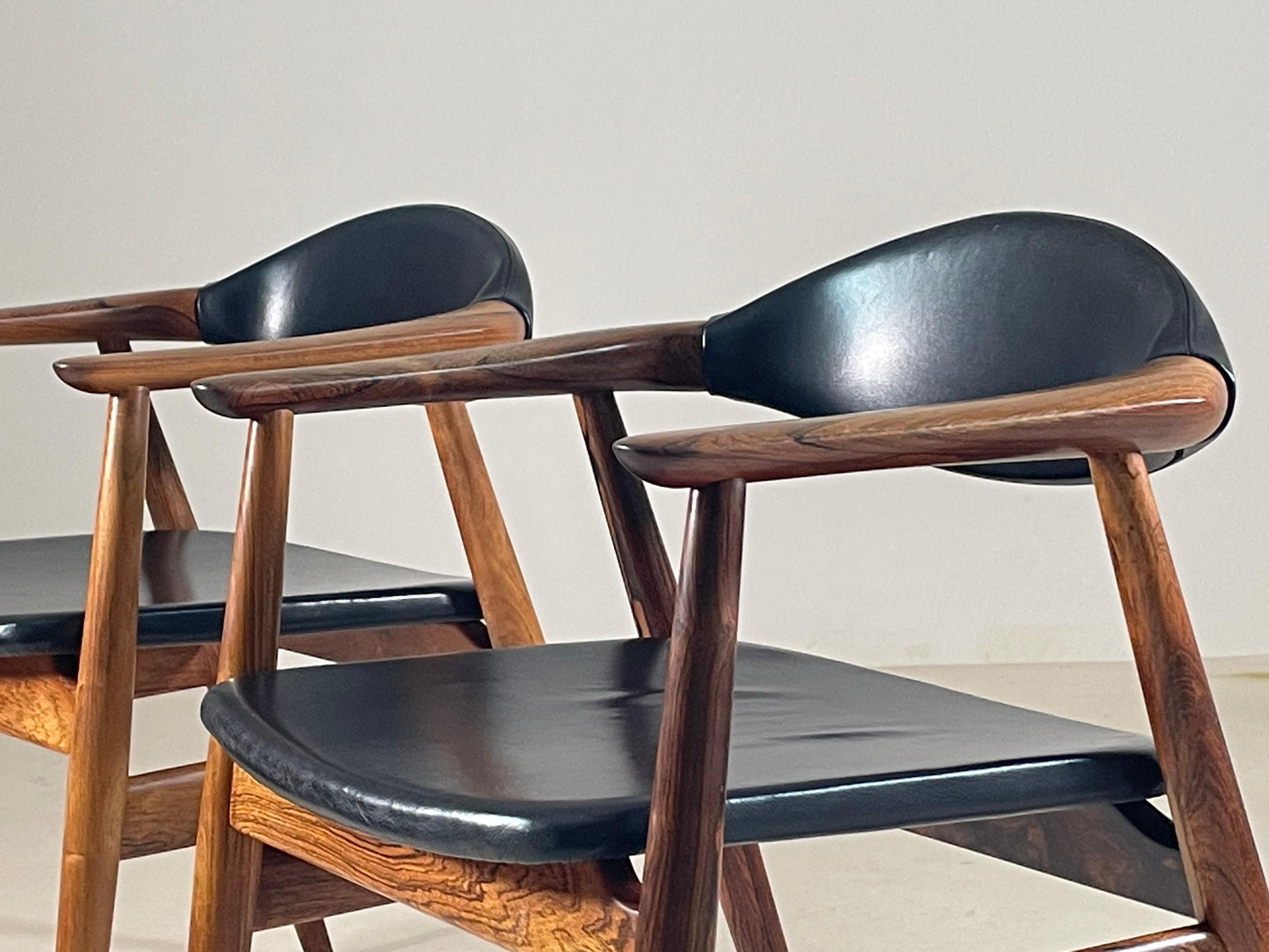 Pair of rosewood armchairs by Erik Kirkegaard for Glostrup, Denmark For Sale 10