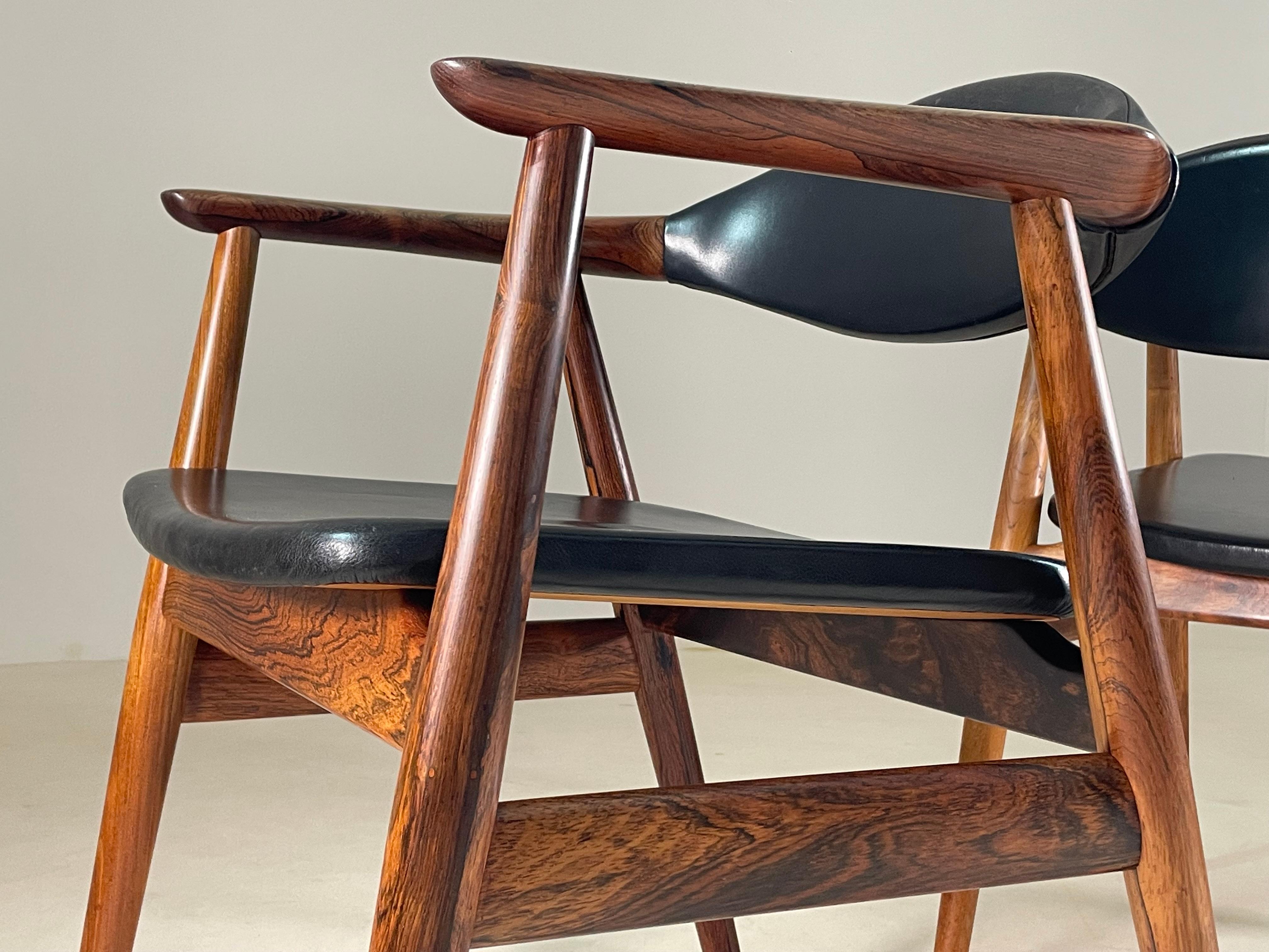 Pair of rosewood armchairs by Erik Kirkegaard for Glostrup, Denmark For Sale 3