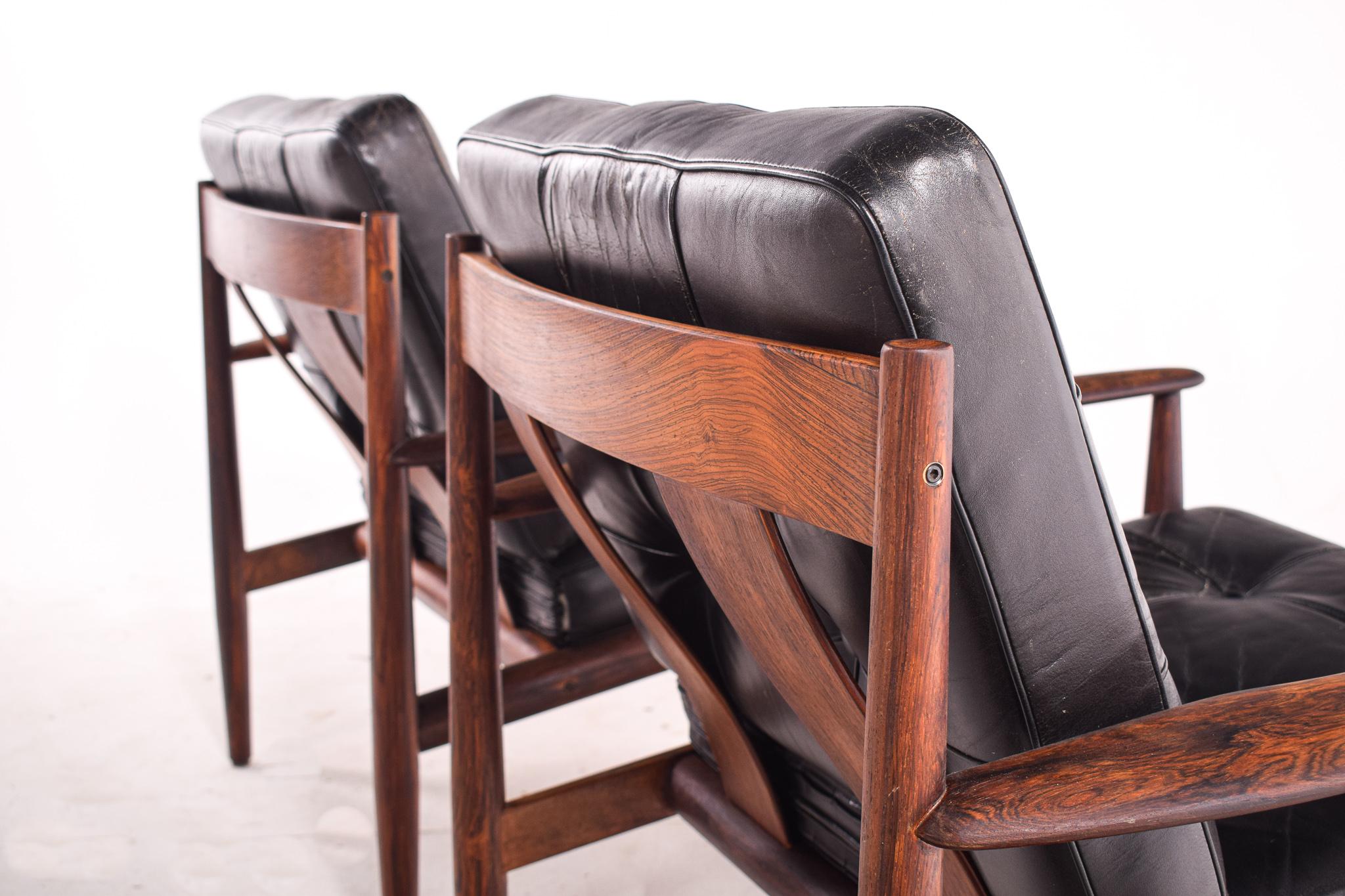 Pair of Rosewood Armchairs by Grete Jalk, Model 118 for France & Son, 1960s 5