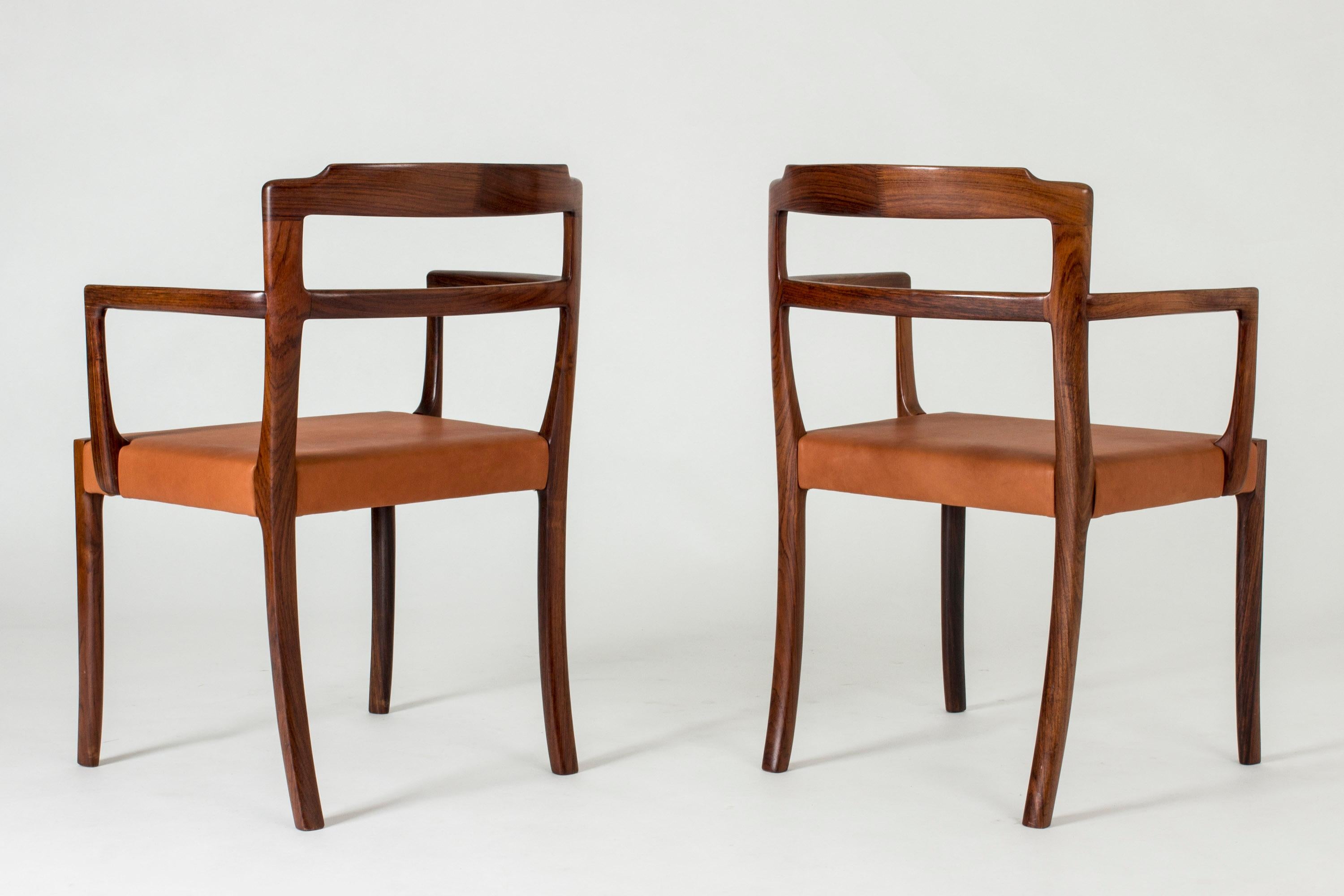 Swedish Pair of Rosewood Armchairs by Ole Wanscher for AJ Iversen