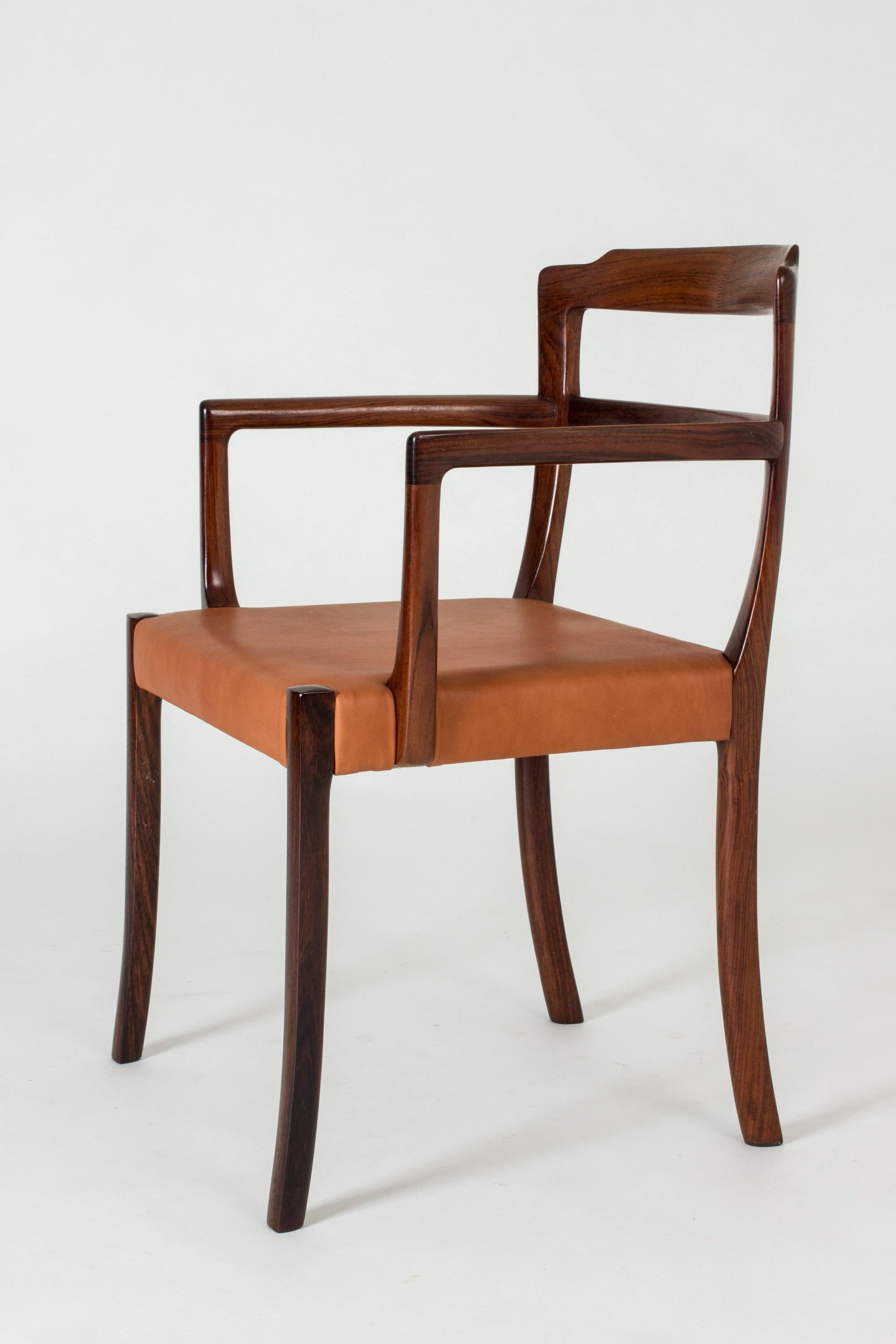 Leather Pair of Rosewood Armchairs by Ole Wanscher for AJ Iversen