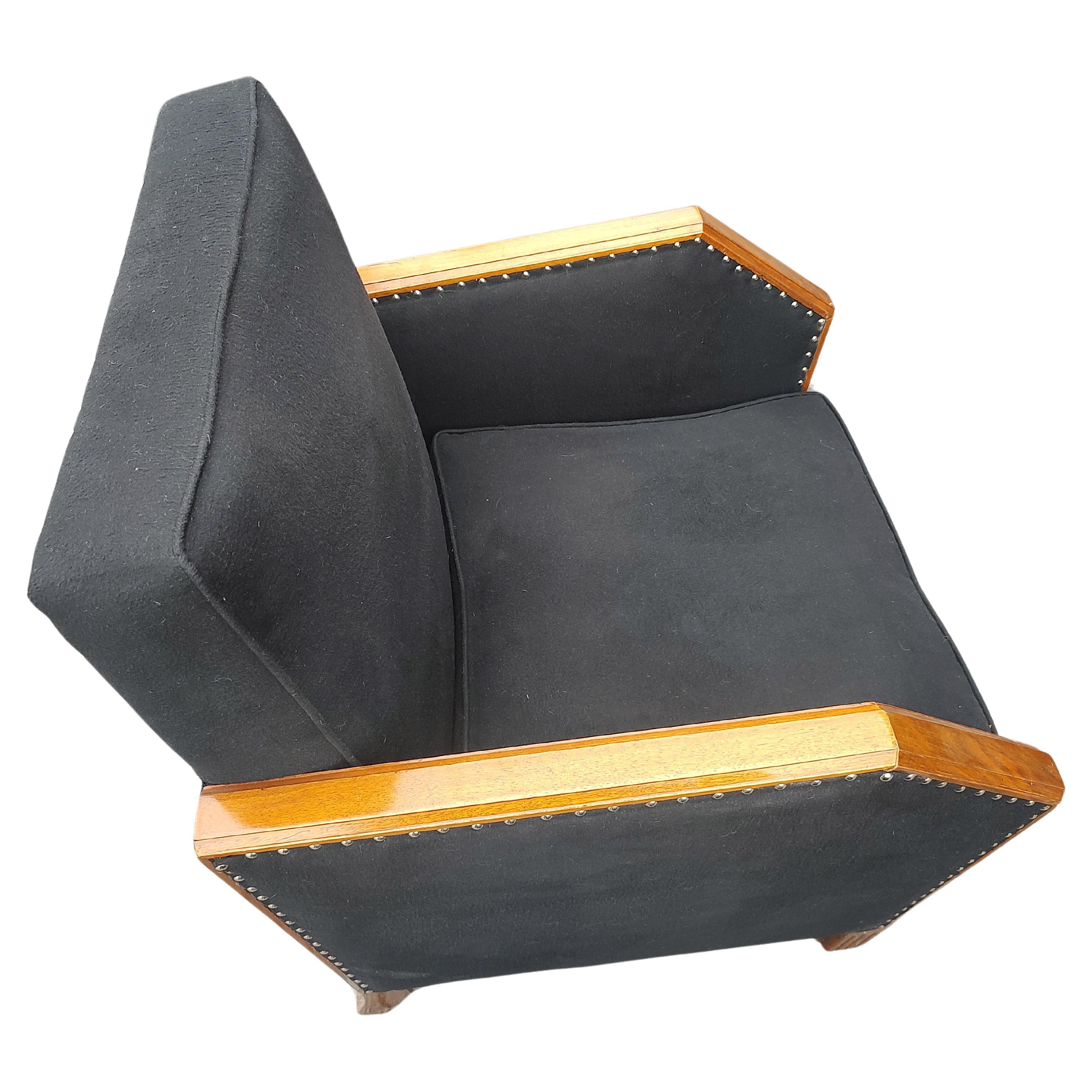 Carved Pair of Rosewood Art Deco Club Chairs with Definitive Angular lines C1935 For Sale