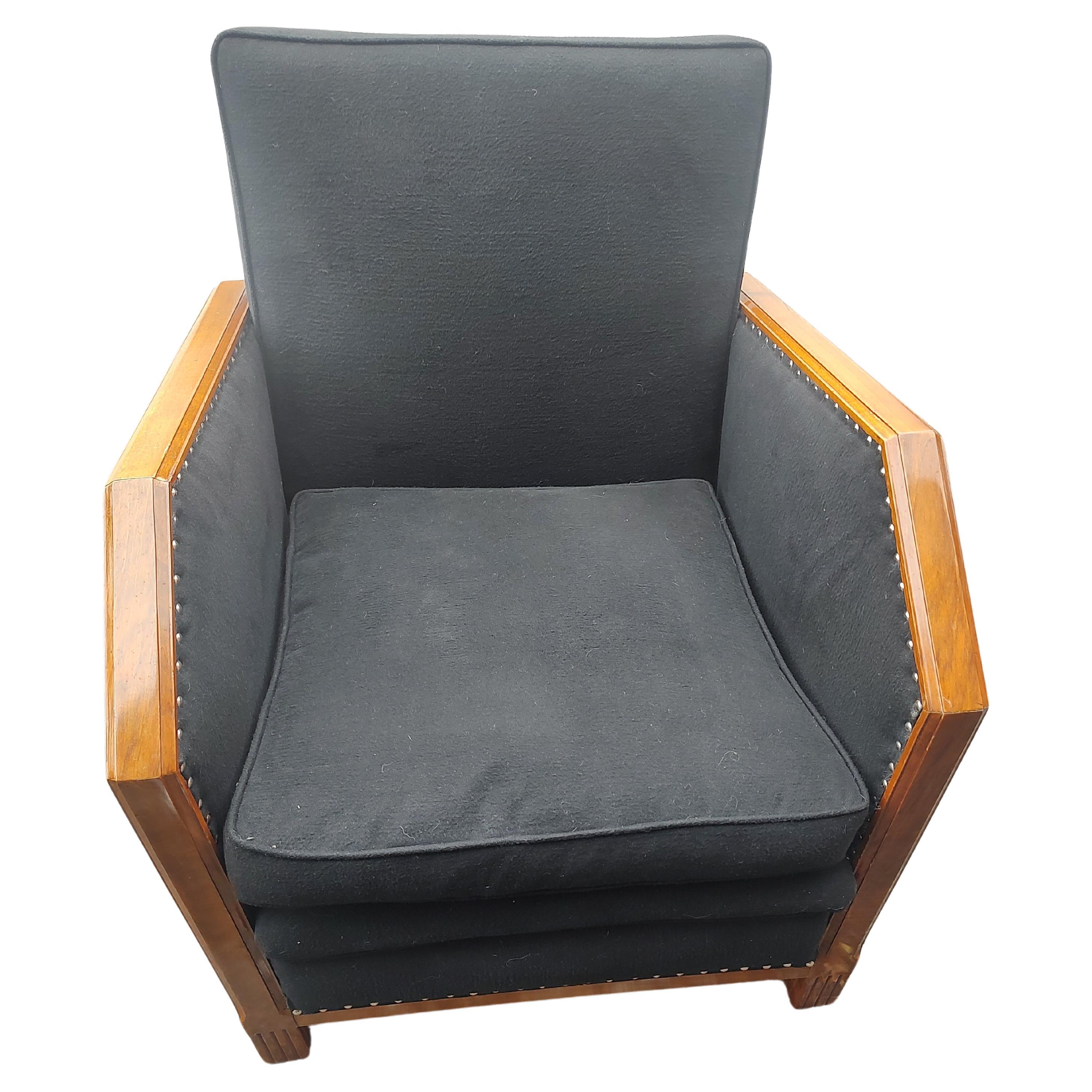 Brass Pair of Rosewood Art Deco Club Chairs with Definitive Angular lines C1935 For Sale