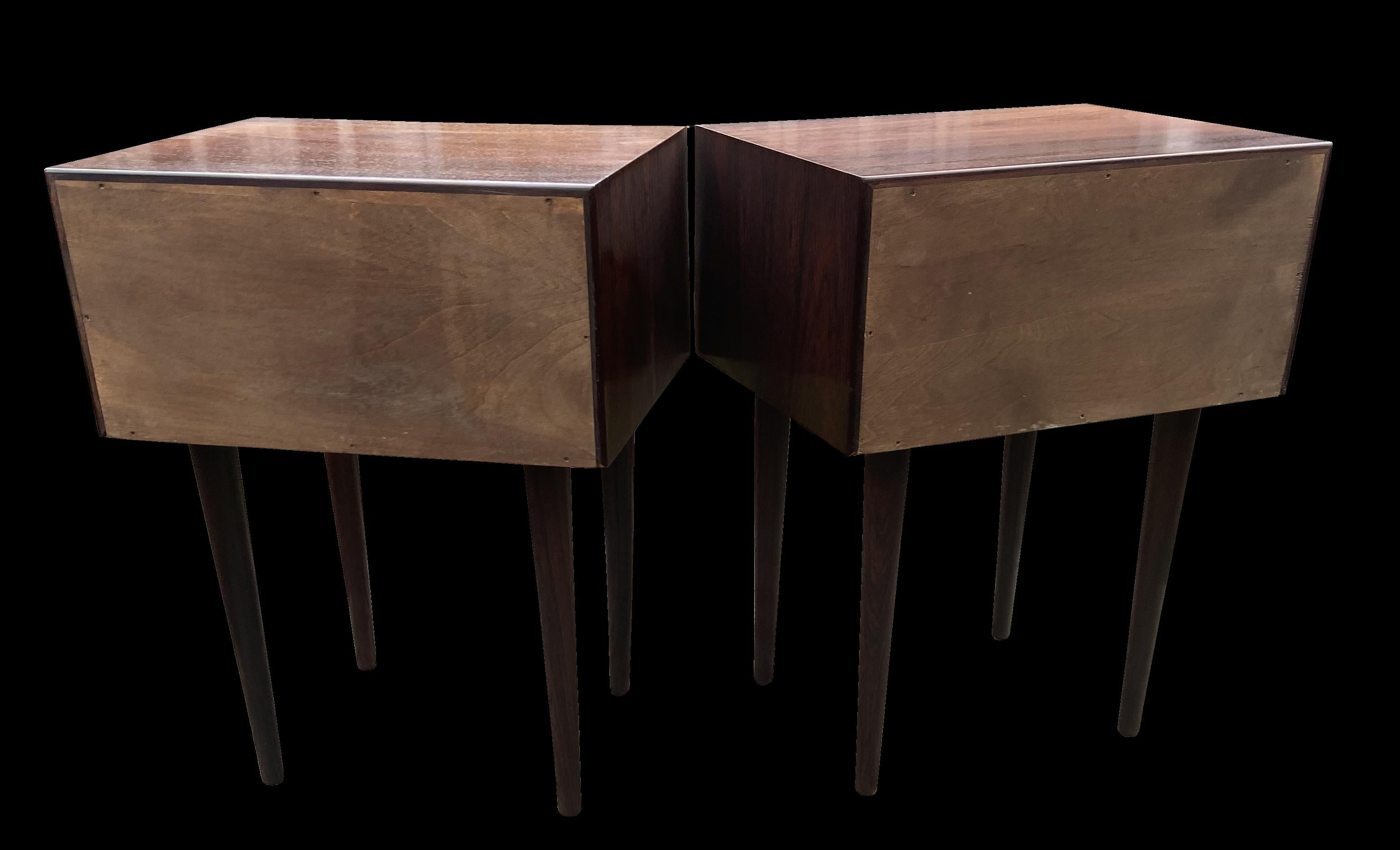 Danish Pair of Rosewood Bedside Tables by Niels Clausen for N.C.Mobler