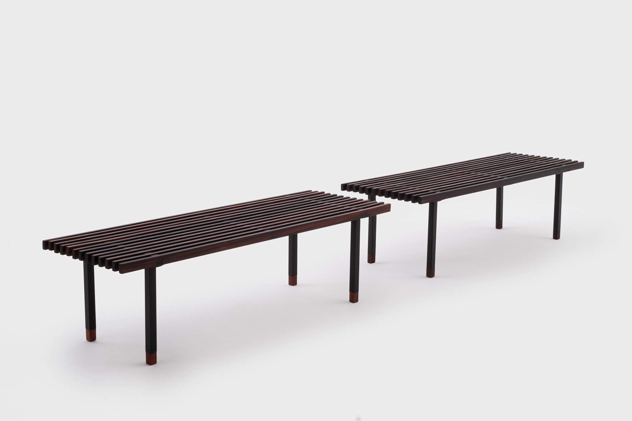 Italian Pair of Rosewood Benches by Campo & Graffi, Italy, 1950s