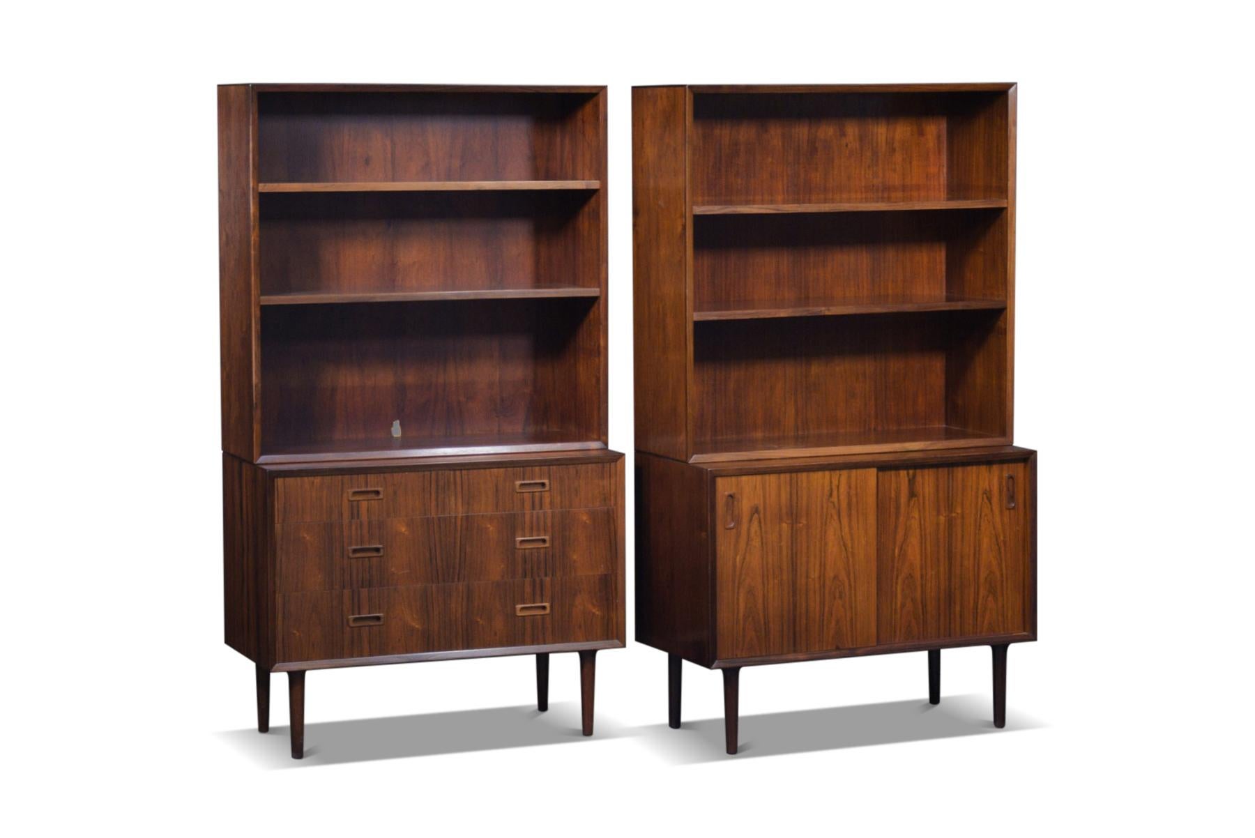 Mid-Century Modern Pair of Rosewood Bookcases by Lyby Møbler For Sale