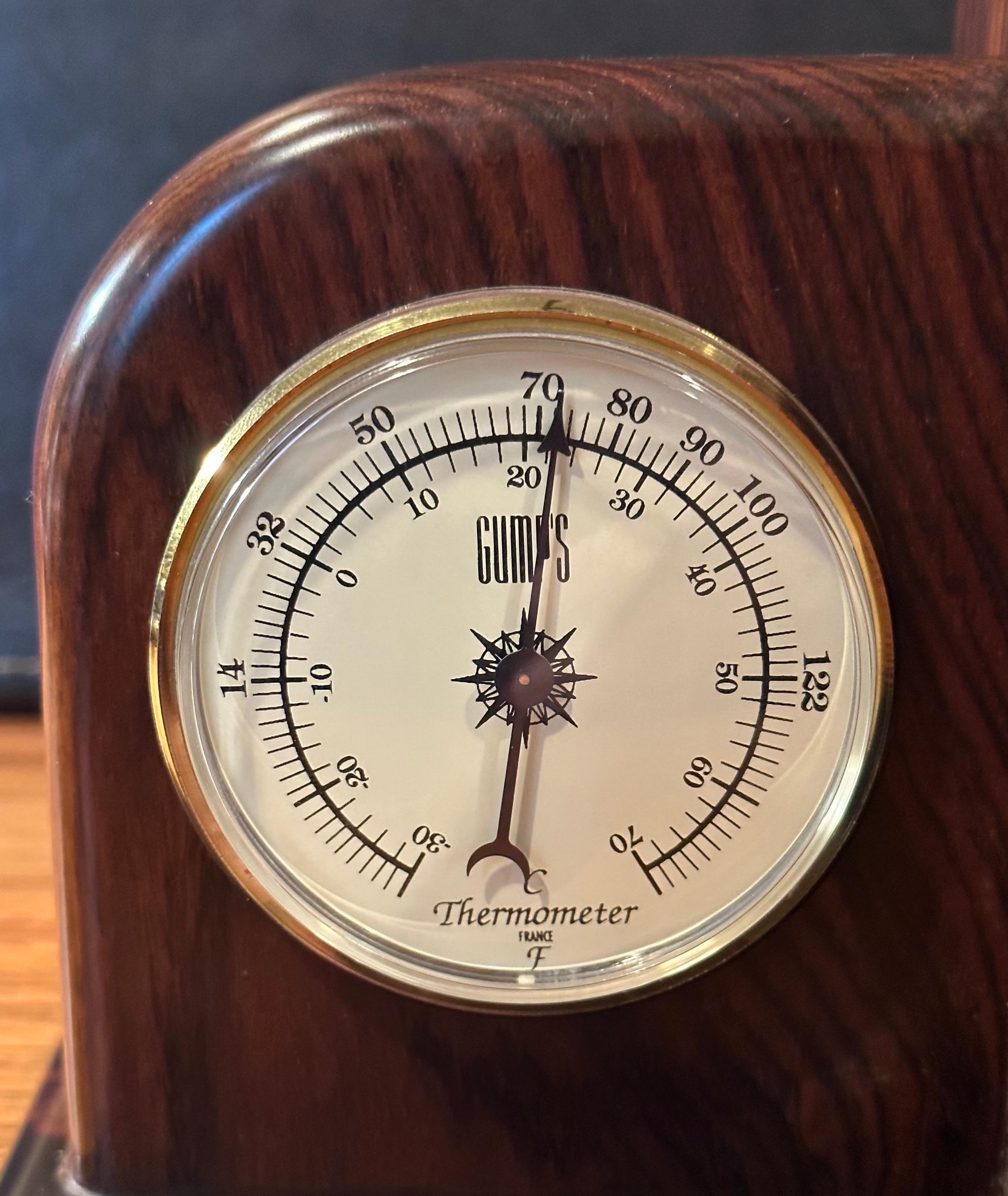 Paar Buchstützen aus Palisanderholz mit Uhr und Thermometer von Gumps im Angebot 7