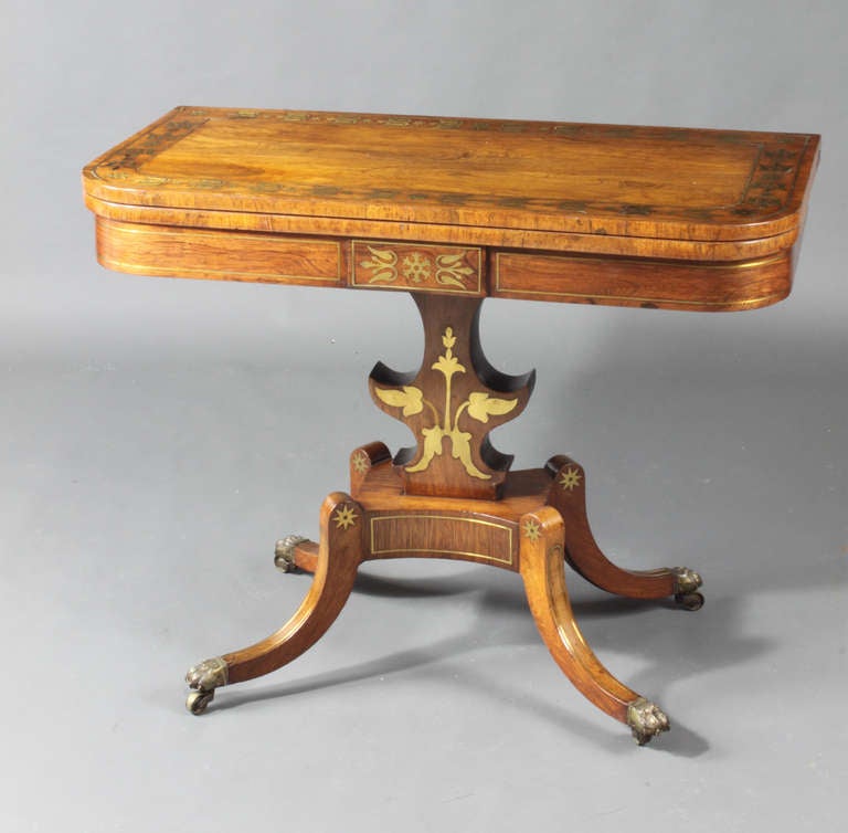 Regency Paire de tables à cartes en bois de rose, vers 1820 en vente