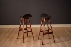 Pair of Rosewood Danish Bar Stools by Erik Buch for Oddense Maskinsnedkeri