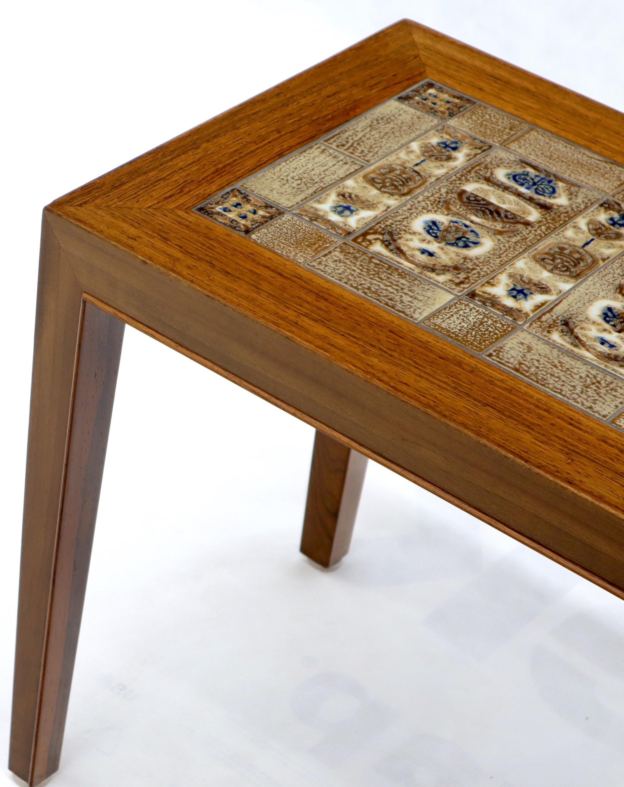 Pair of Rosewood Danish Mid-Century Modern Art Tile Tops Petit End Side Tables 5