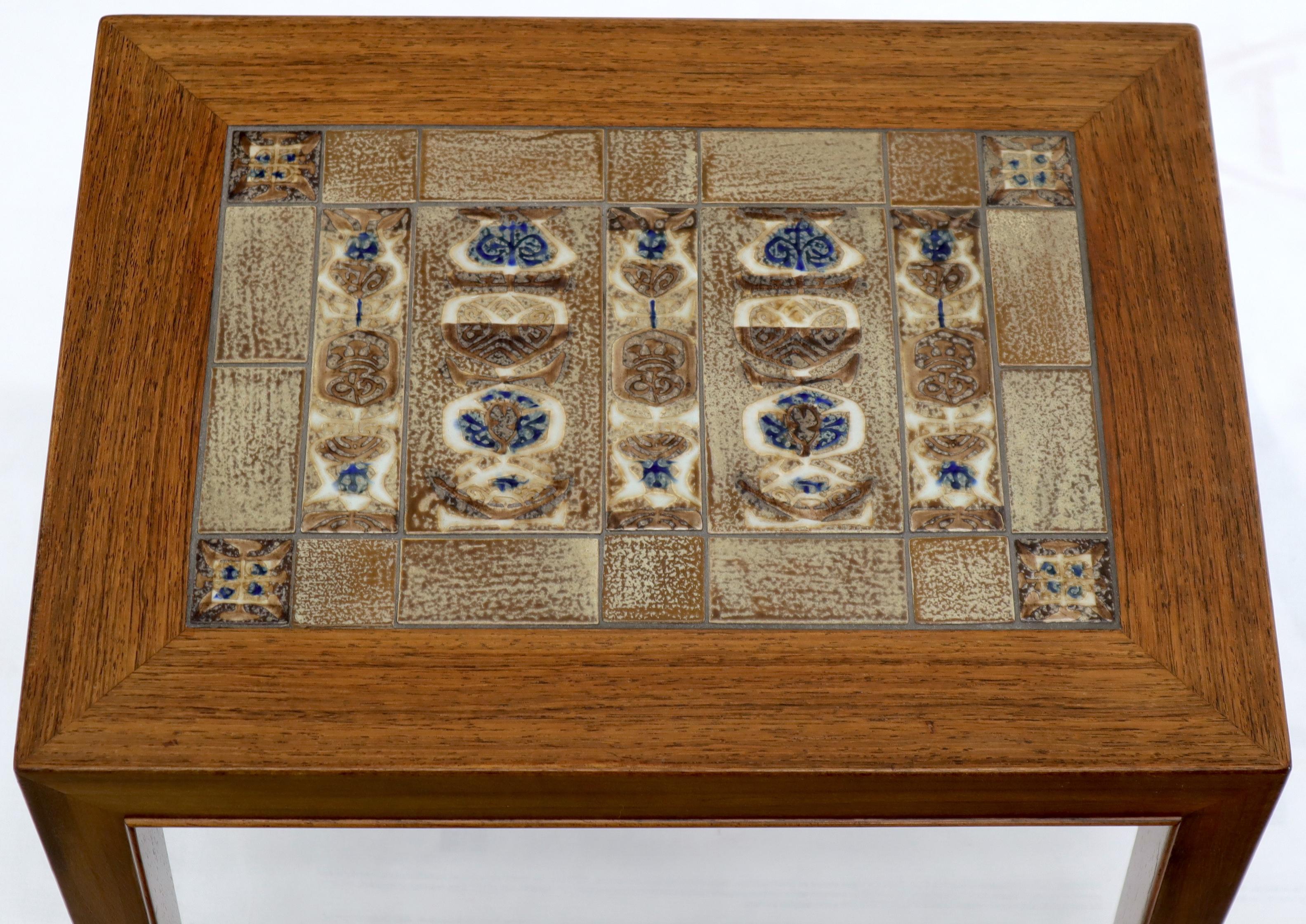 Pair of Rosewood Danish Mid-Century Modern Art Tile Tops Petit End Side Tables 7