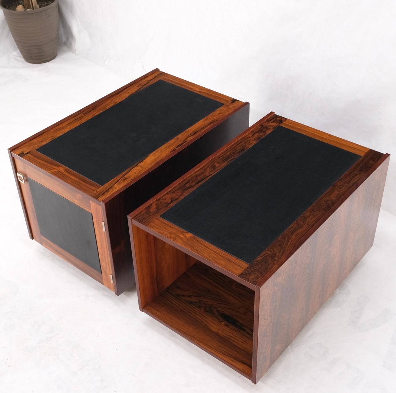 Pair of Rosewood Deep One Door Night Stands End Side Tables Bookcase MINT For Sale 6
