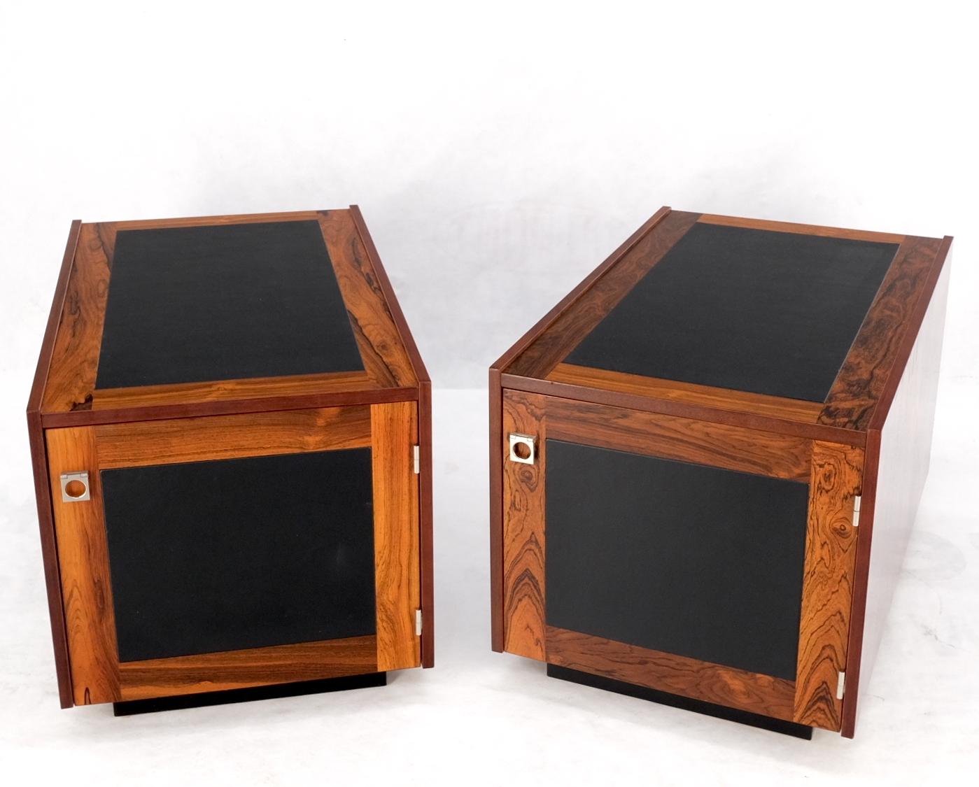 Pair of Rosewood Deep One Door Night Stands End Side Tables Bookcase MINT For Sale 9