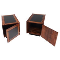 Pair of Rosewood Deep One Door Night Stands End Side Tables Bookcase MINT