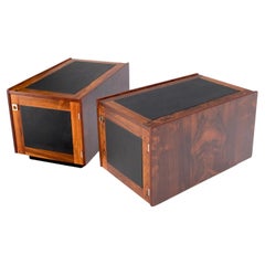 Pair of Rosewood Deep One Door Night Stands End Side Tables Bookcase MINT
