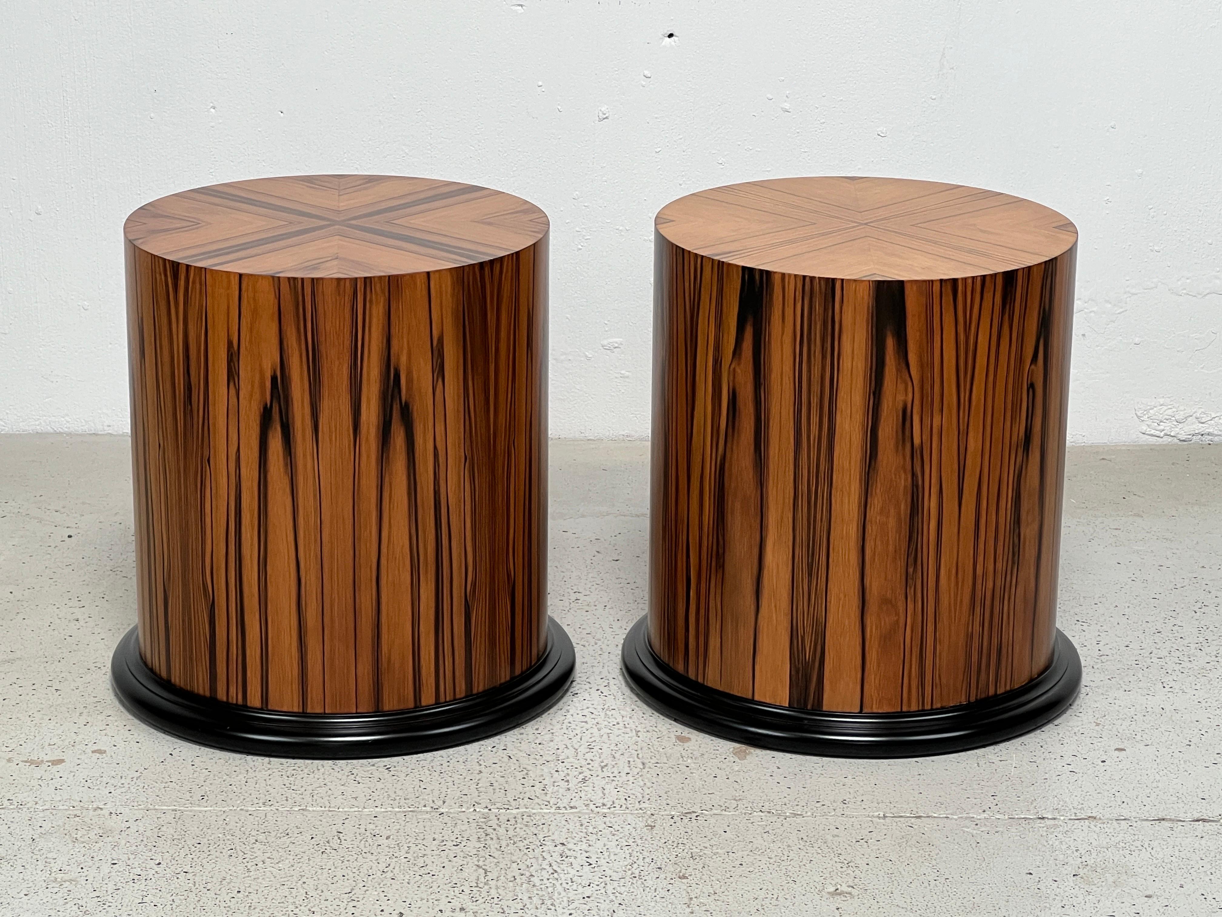 Pair of Rosewood Drum Tables  In Good Condition In Dallas, TX