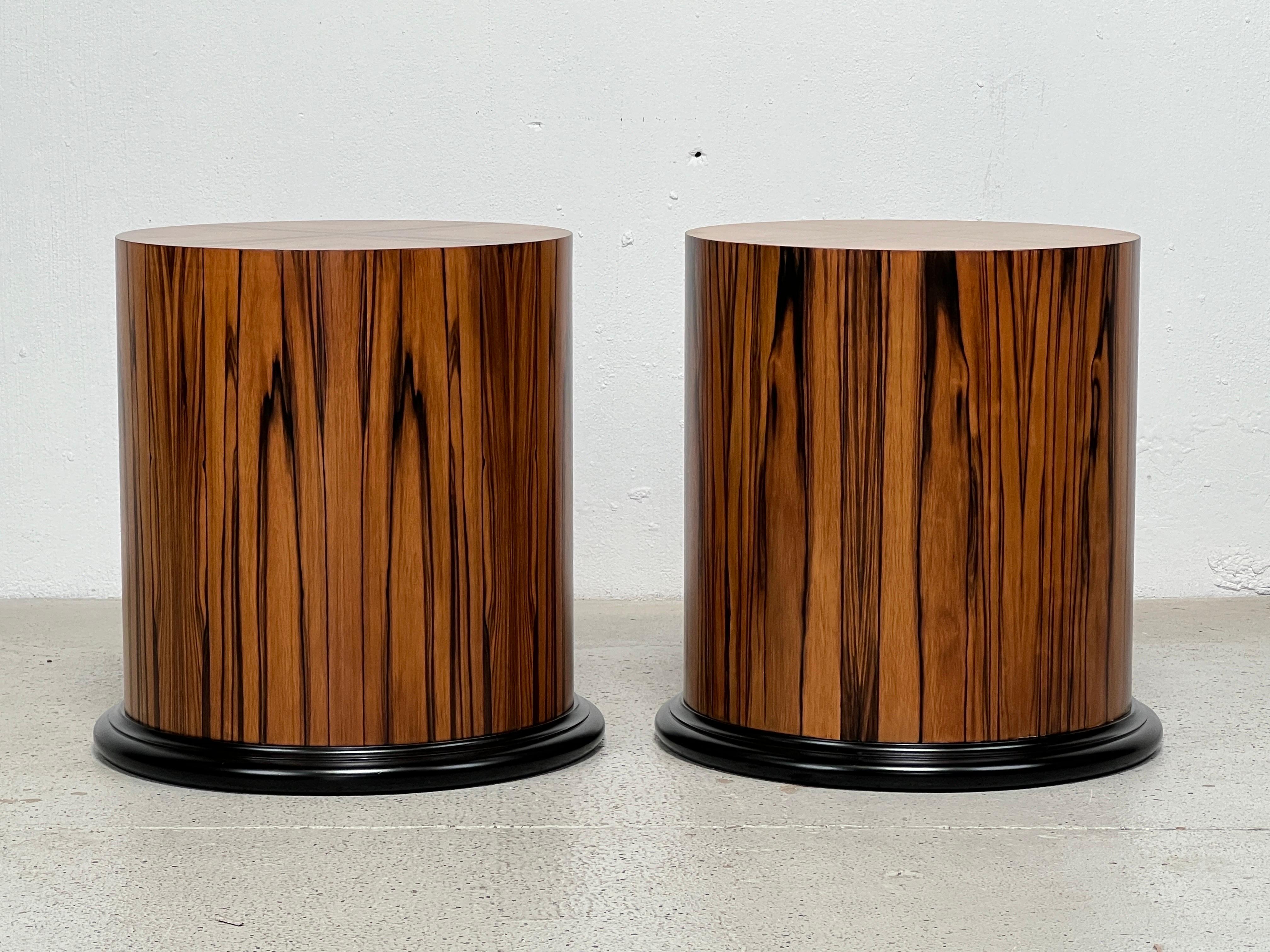 Late 20th Century Pair of Rosewood Drum Tables 
