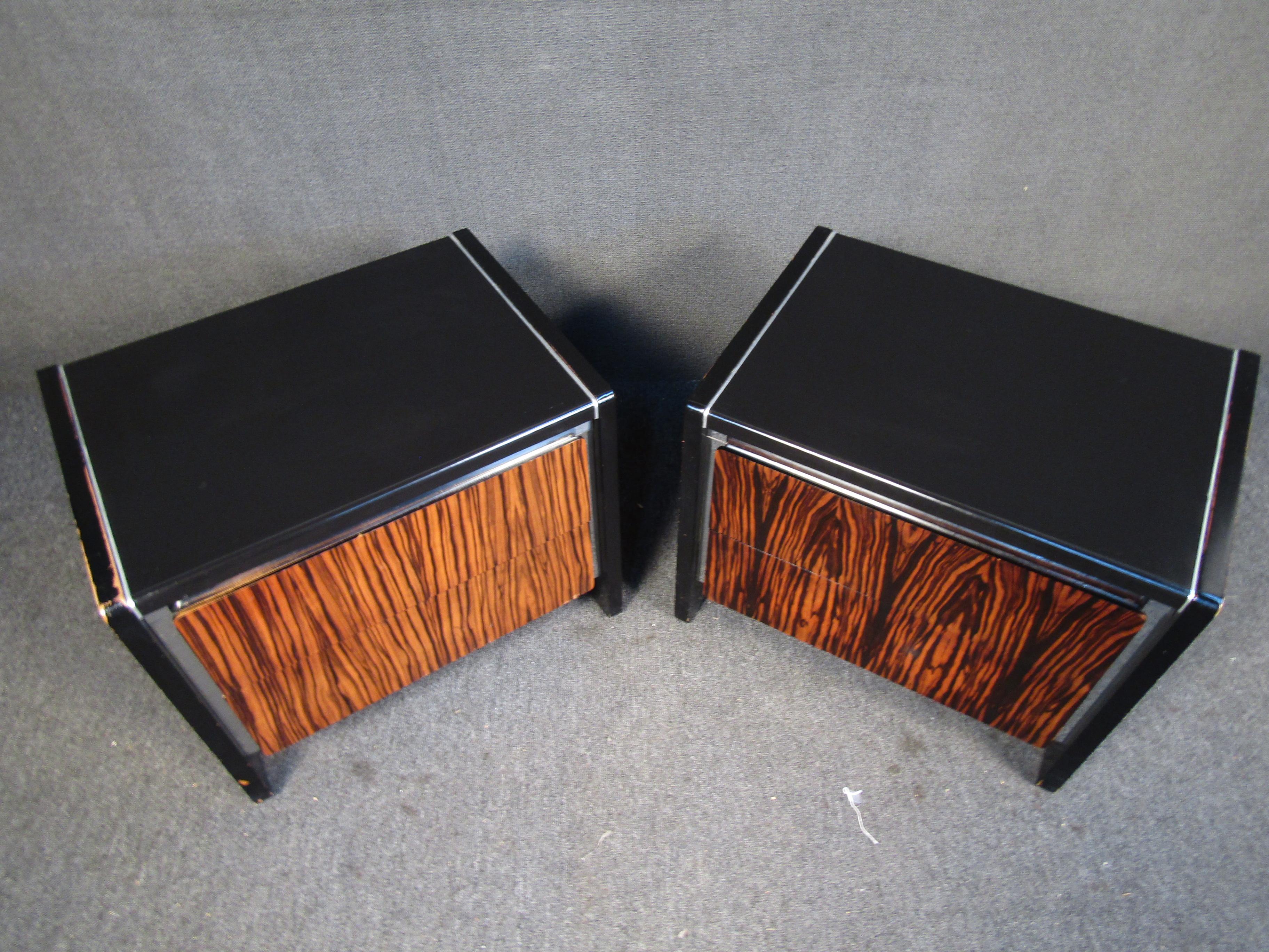 American Pair of Rosewood Front Nightstands by John Stuart