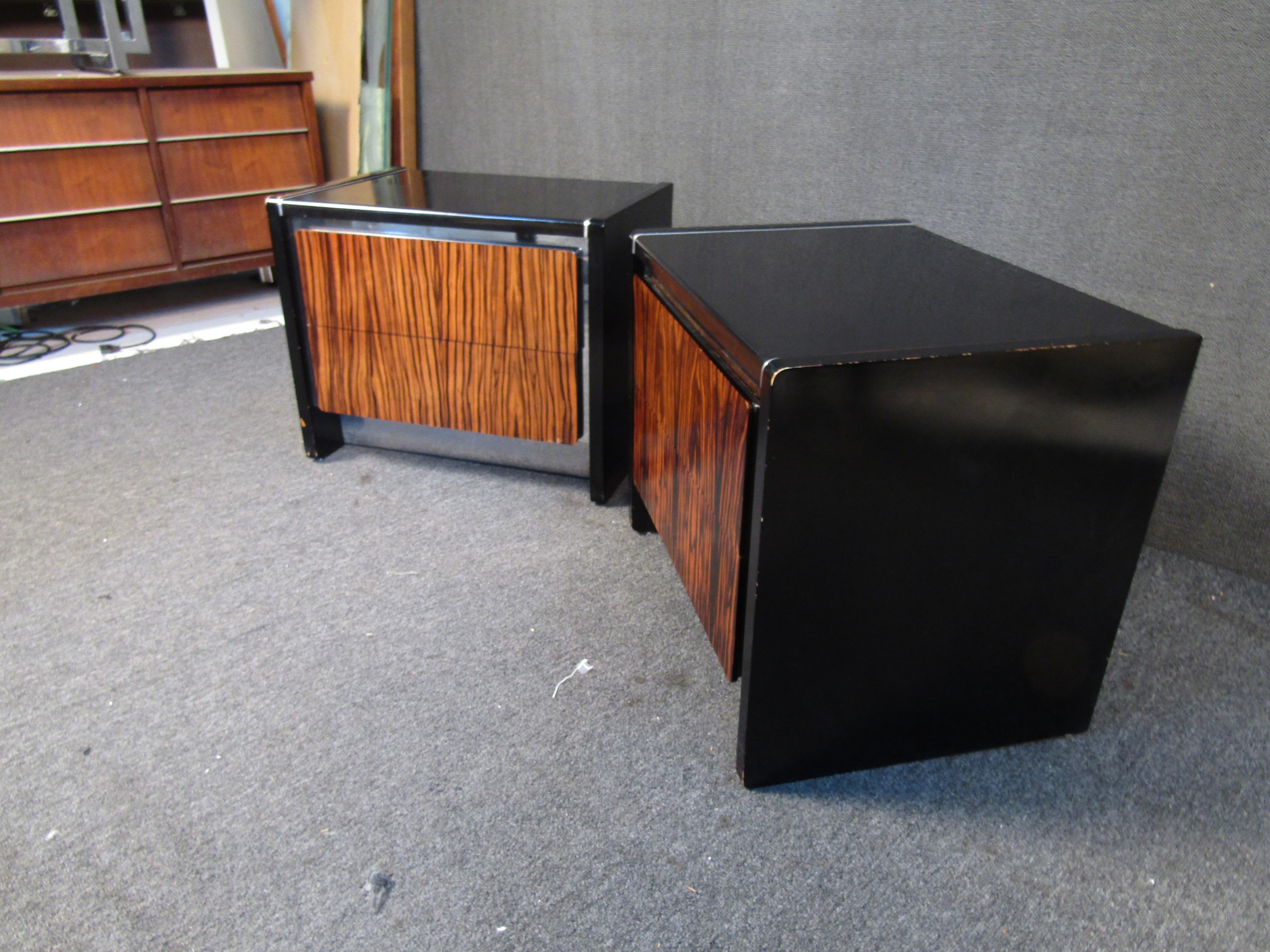 Pair of Rosewood Front Nightstands by John Stuart In Good Condition In Brooklyn, NY