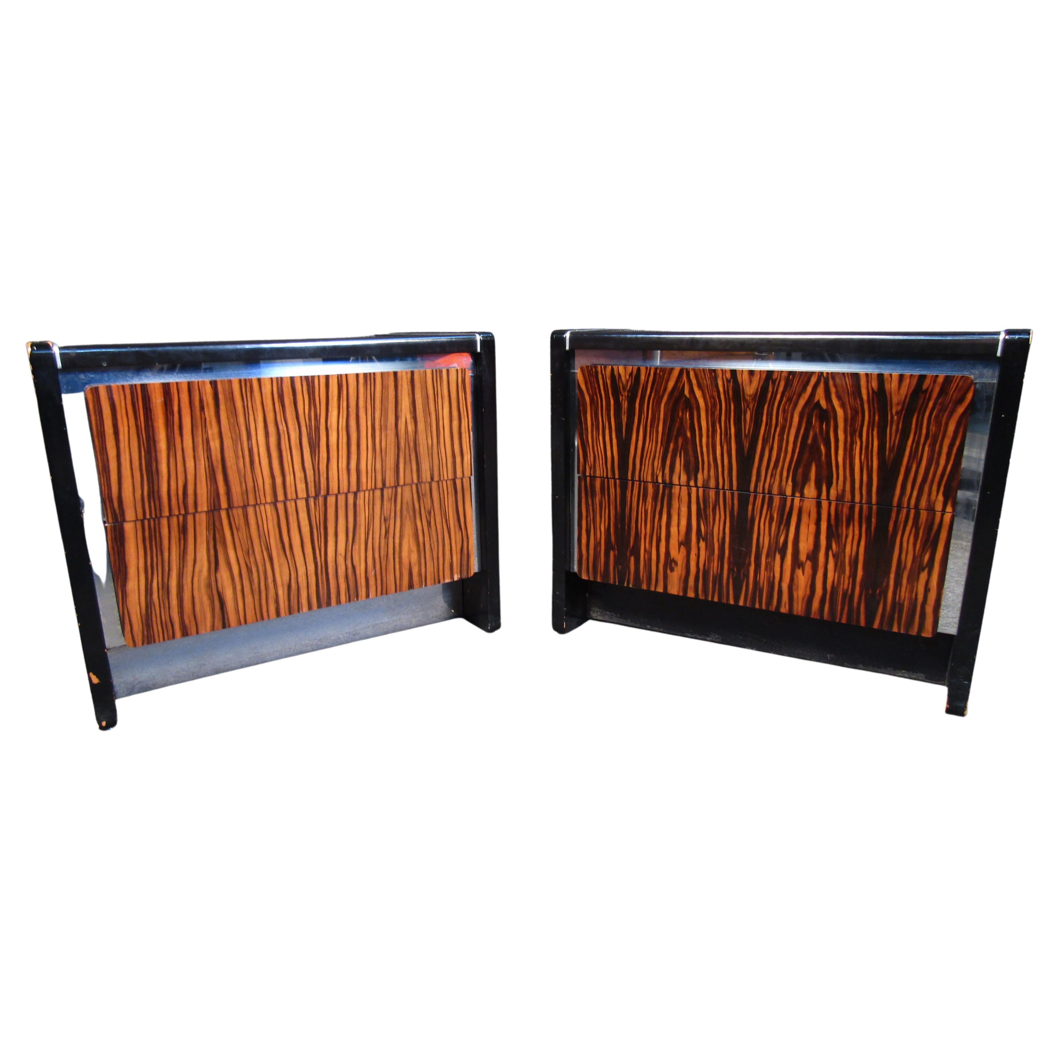 Pair of Rosewood Front Nightstands by John Stuart