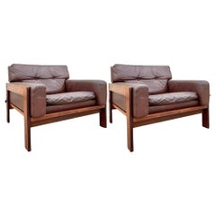 Used Pair of Rosewood & Leather Lounge Chairs (Henry Walter (h.w.) Klein for Bramin