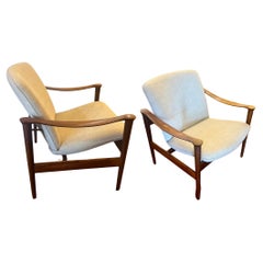 Paire de chaises longues en bois de rose par Fredrik A. Kayser, Norvège, années 1950