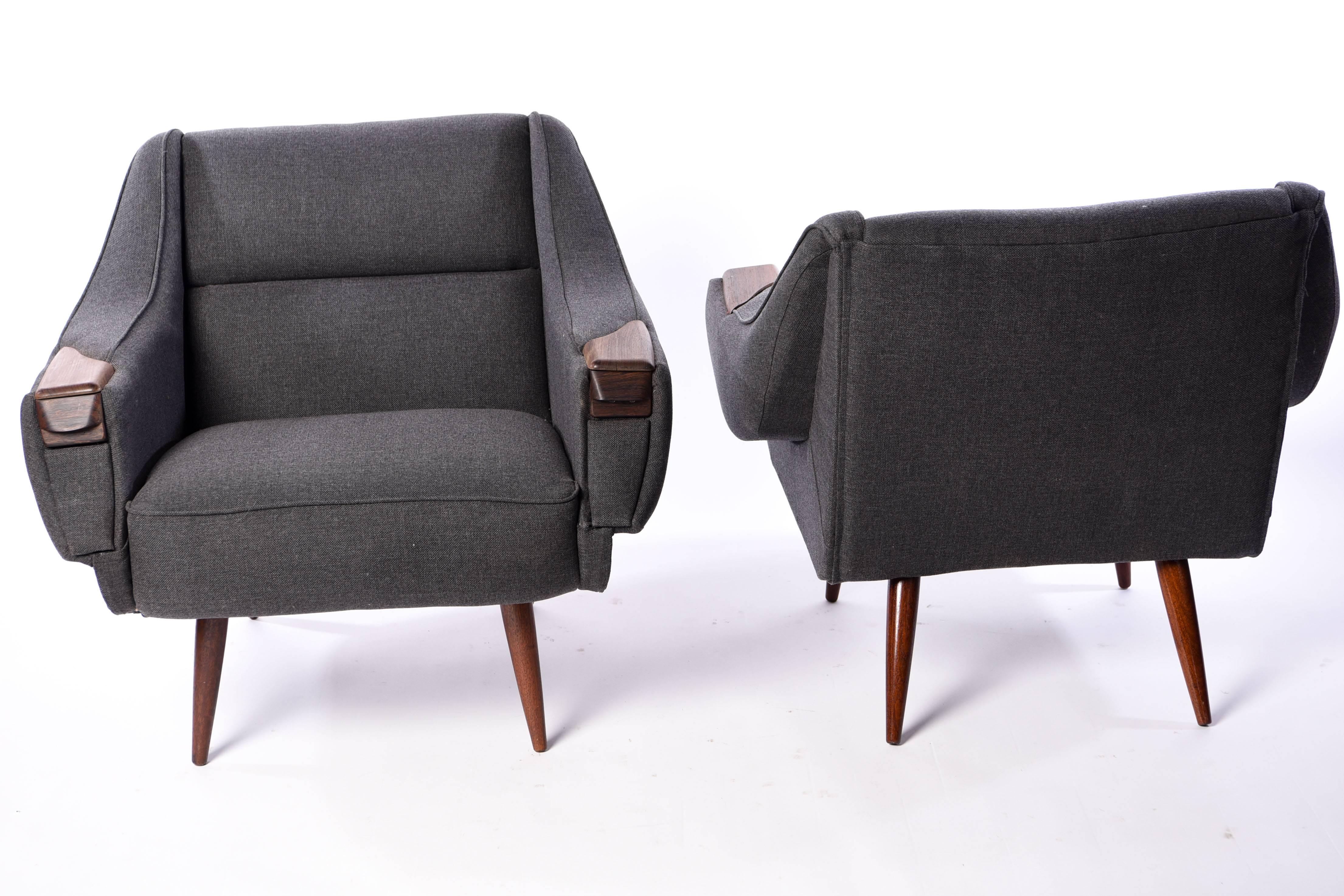 Pair of Rosewood Lounge Chairs by H.W. Klein, 1960s 5